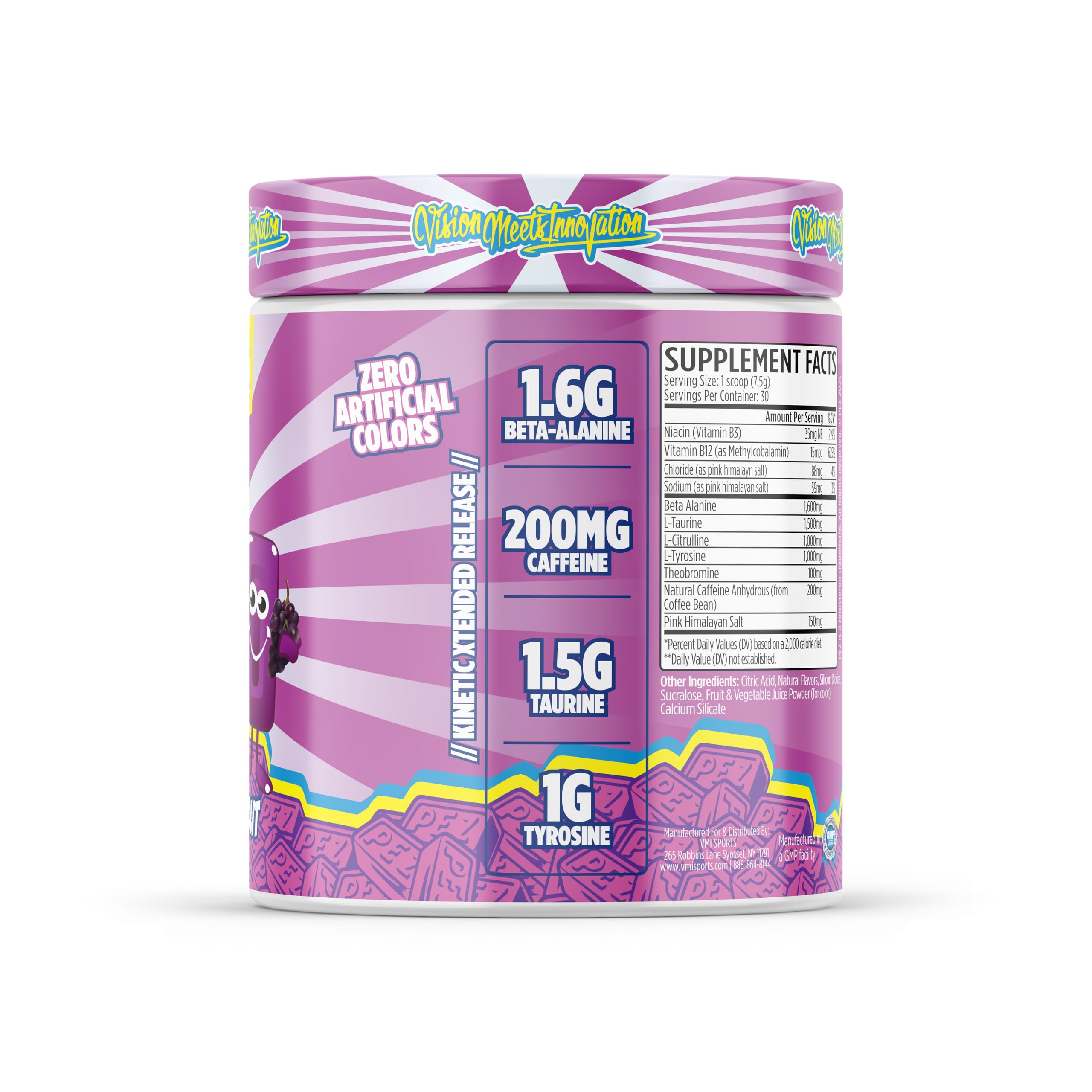 VMI Sports KXR, polvo de preentrenamiento, sabor uva para mayor resistencia.