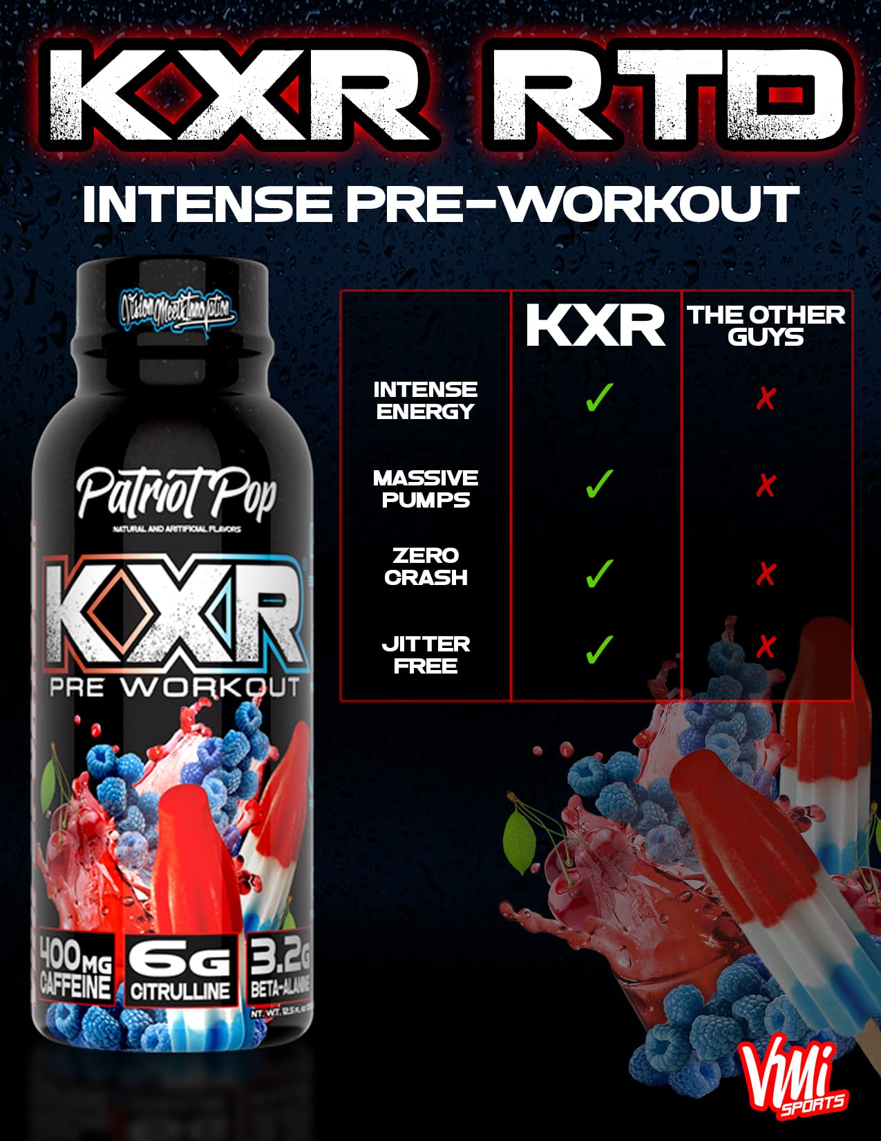 VMI Sports KXR osito de goma, experiencia de sabor intensa durante el entrenamiento