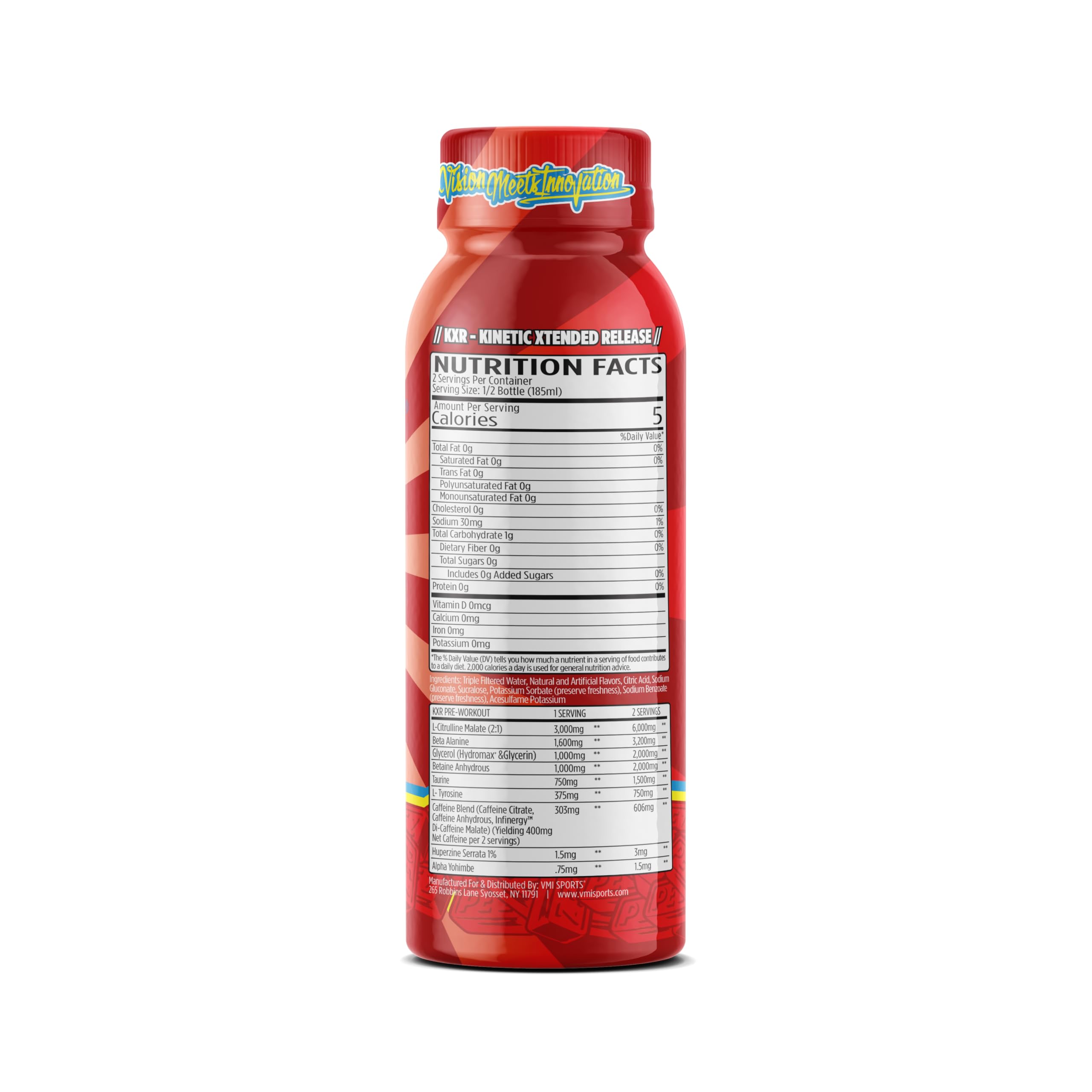 Tapa superior de VMI Sports KXR destacando energía instantánea