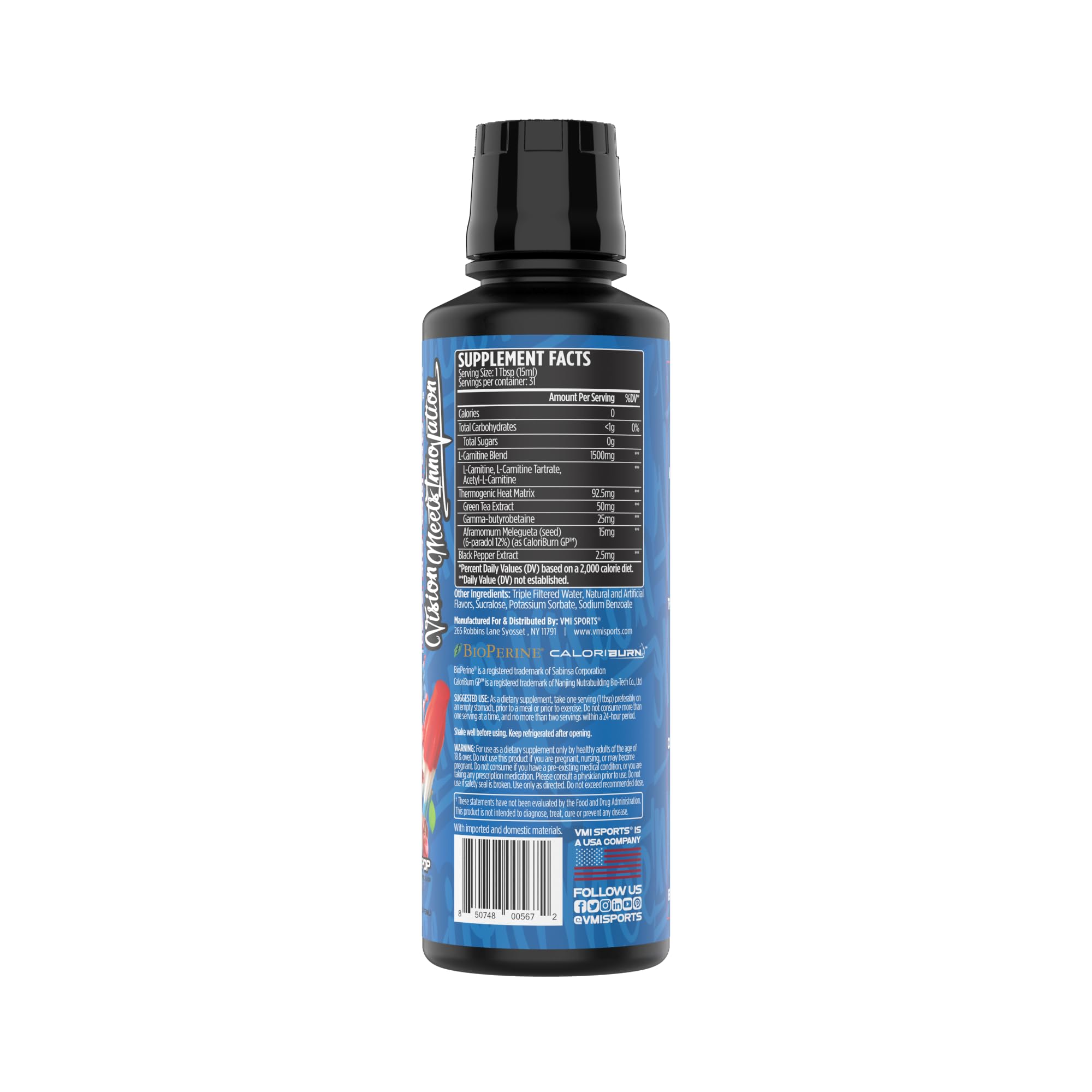 VMI Sports L-Carnitina 1500 Heat, envase práctico para llevar