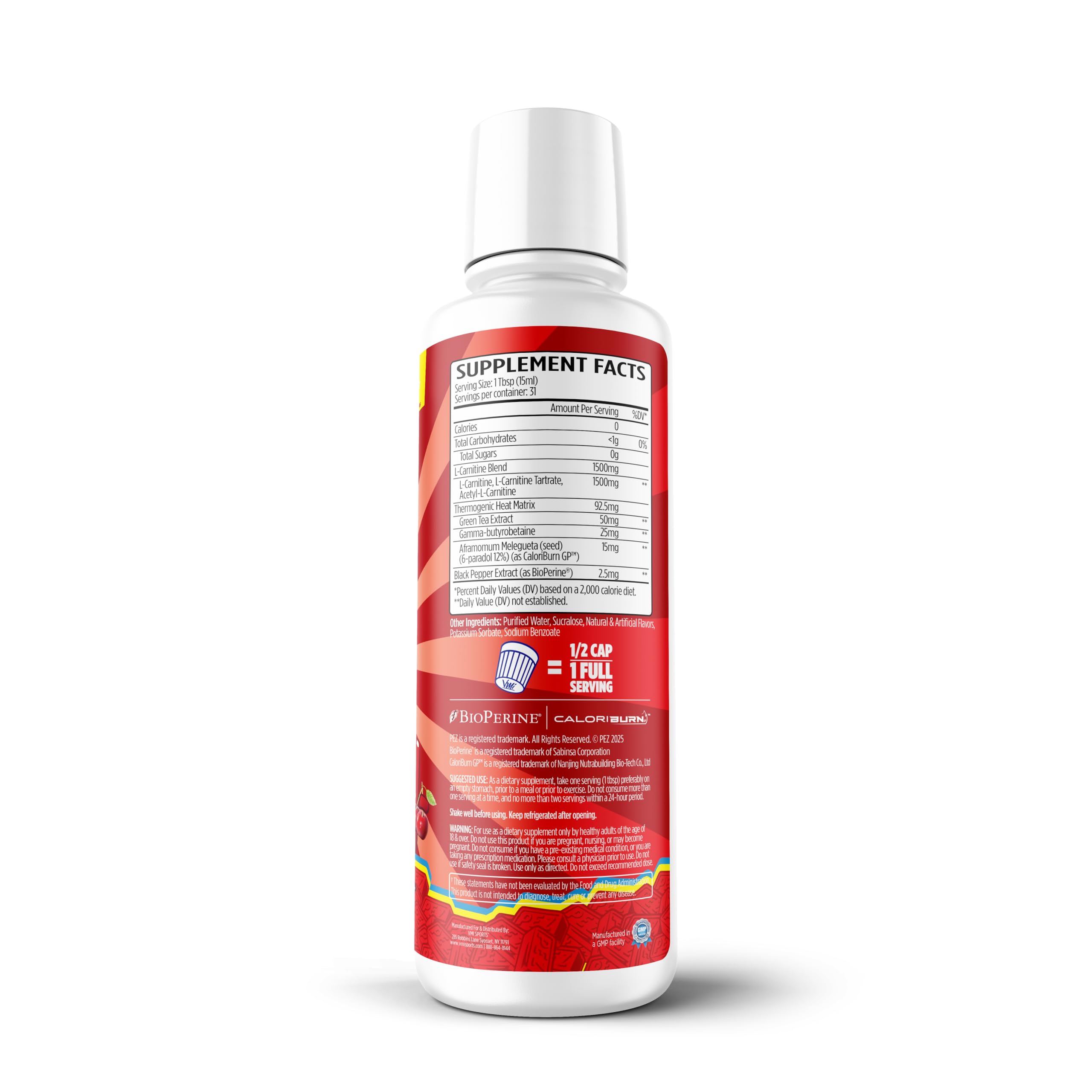 VMI Sports L-Carnitina 1500 Heat, etiqueta visible y fórmula para rendimiento sostenido