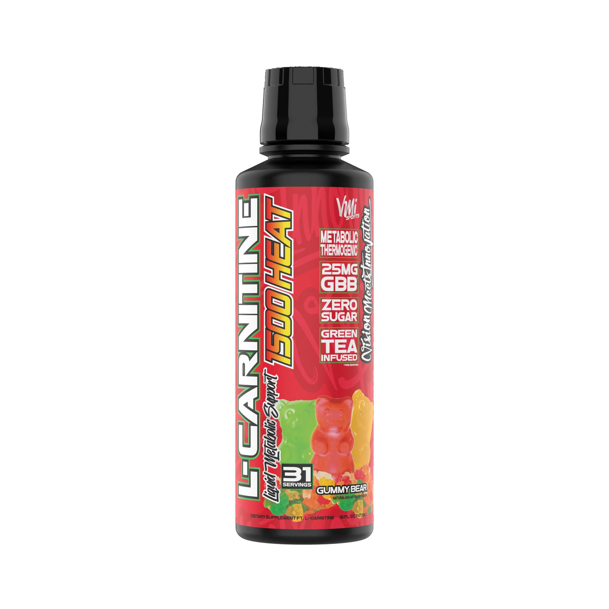 L-Carnitina Heat de VMI Sports en botella, sabor agradable para entrenar.
