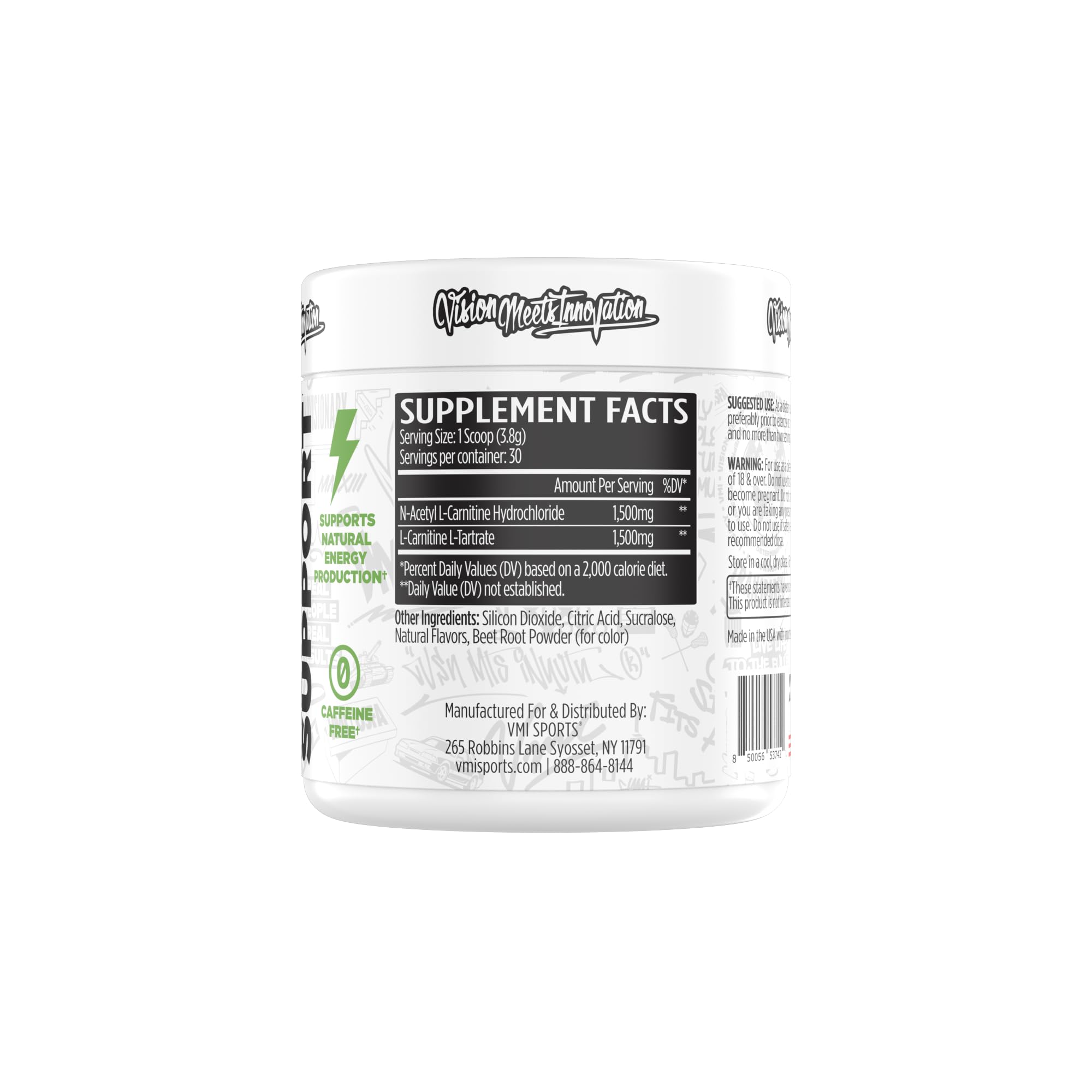 VMI Sports L-Carnitina 3000, botella 30 porciones, dosis diaria fácil.