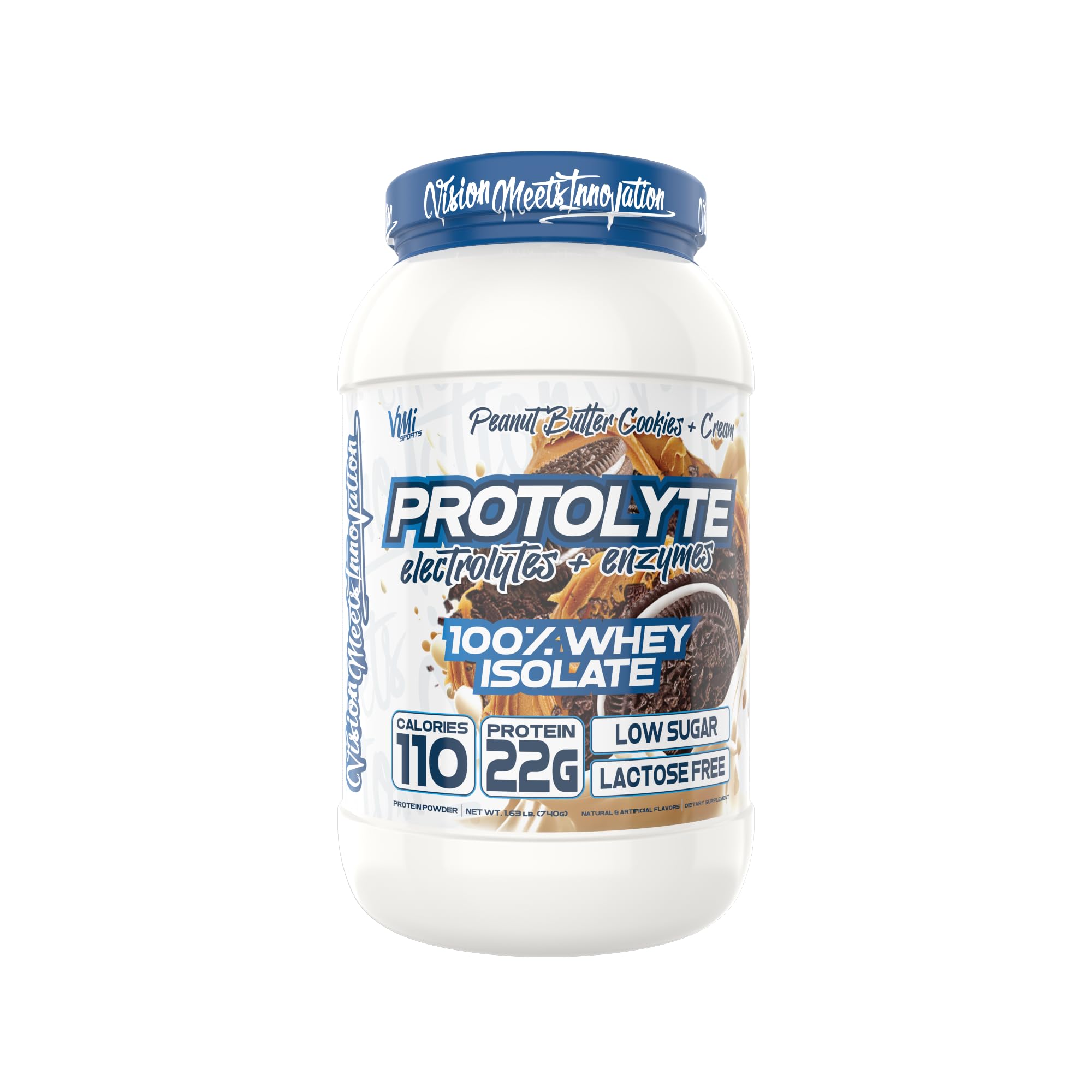 Vaso con batido ProtoLyte, bebida proteica lista para entrenar.