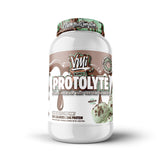 Protolyte de VMI Sports, bote de 1.63 lb, sabor menta-chispas-de-chocolate, ideal para recuperación posentrenamiento.