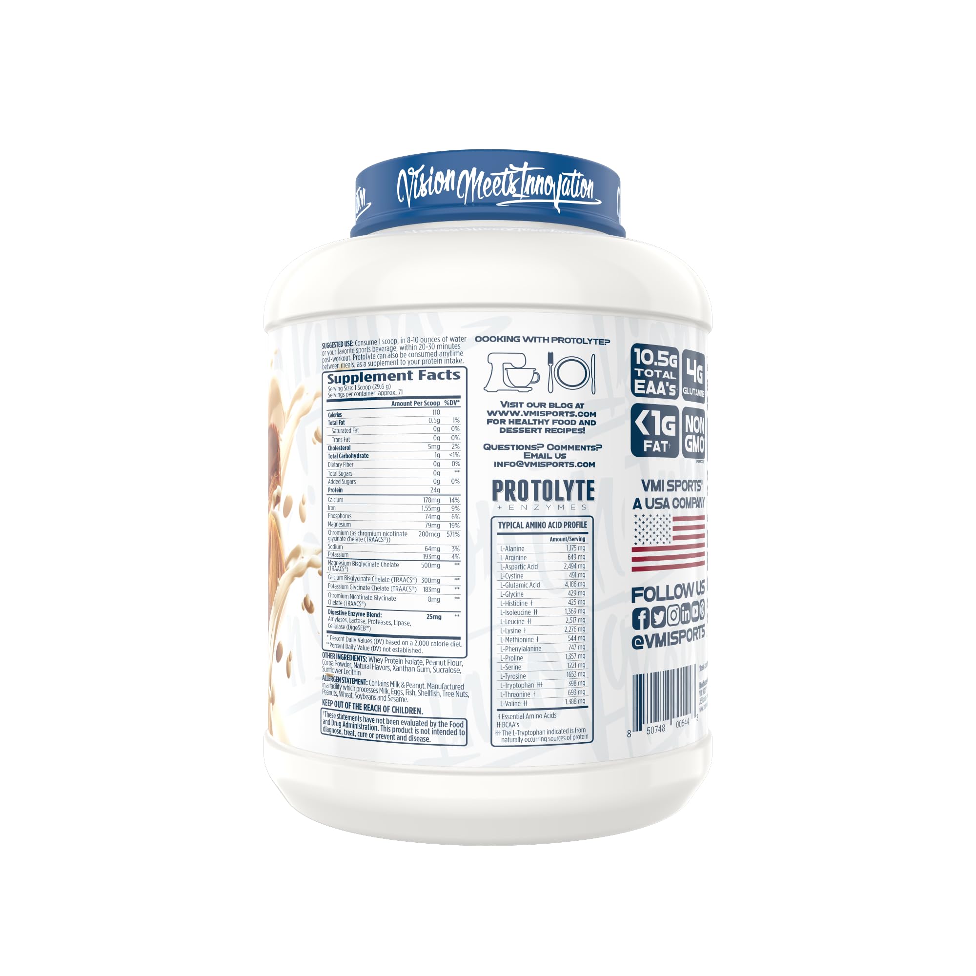 VMI Sports ProtoLyte, textura cremosa al mezclar para un batido suave.