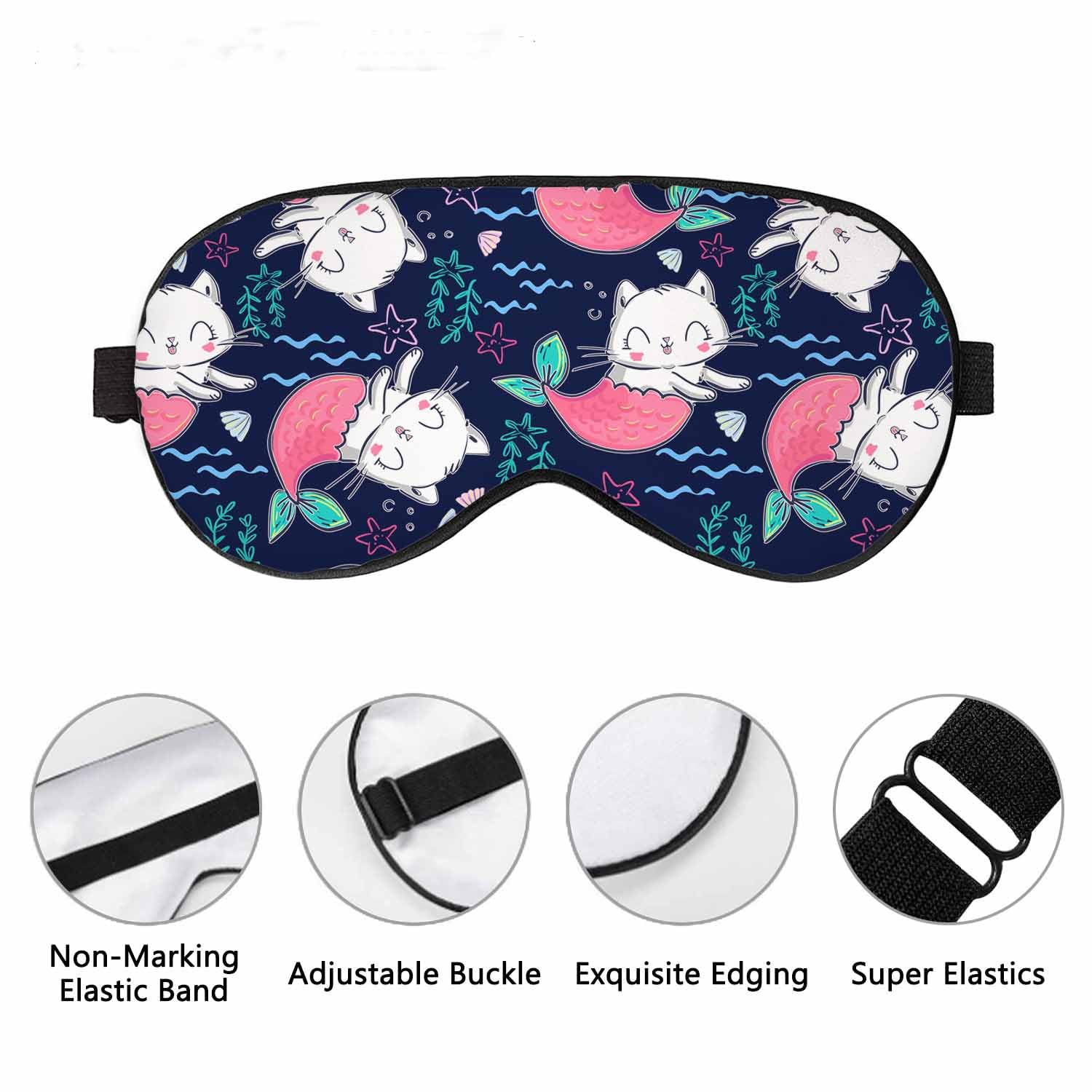 VNWOALU mascarilla de seda Sirena Gatos para un sueño suave y piel amable