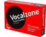 Pastillas Vocalzone para la garganta, empaque de 24, alivio suave al tragarlas.