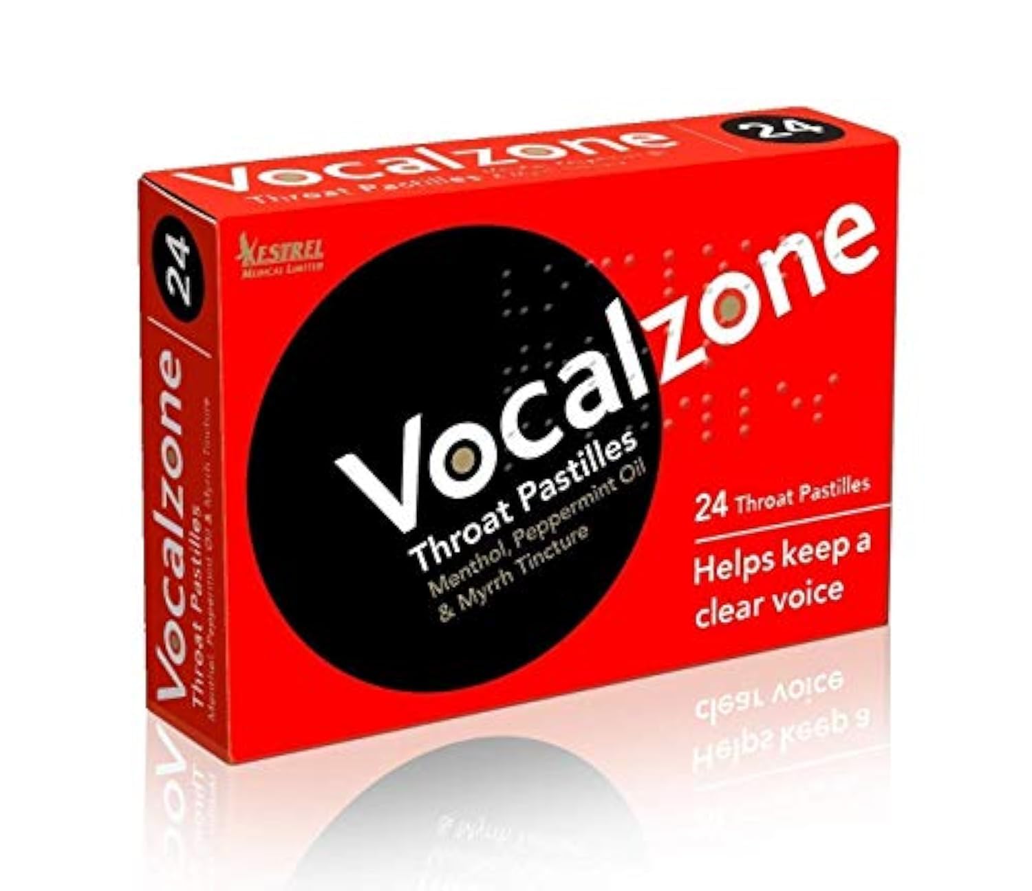 Vocalzone Pastillas para la garganta 24, ayuda a una voz clara para presentaciones.