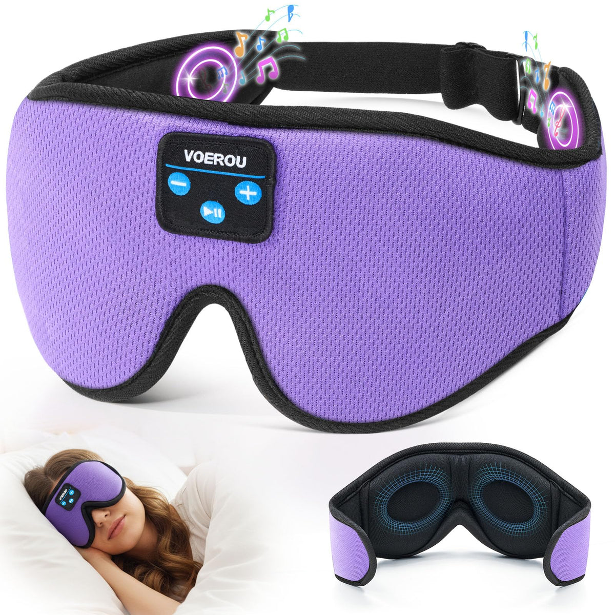 Voerou mascarilla sueño auriculares inalámbricos: descanso cómodo y sin cables
