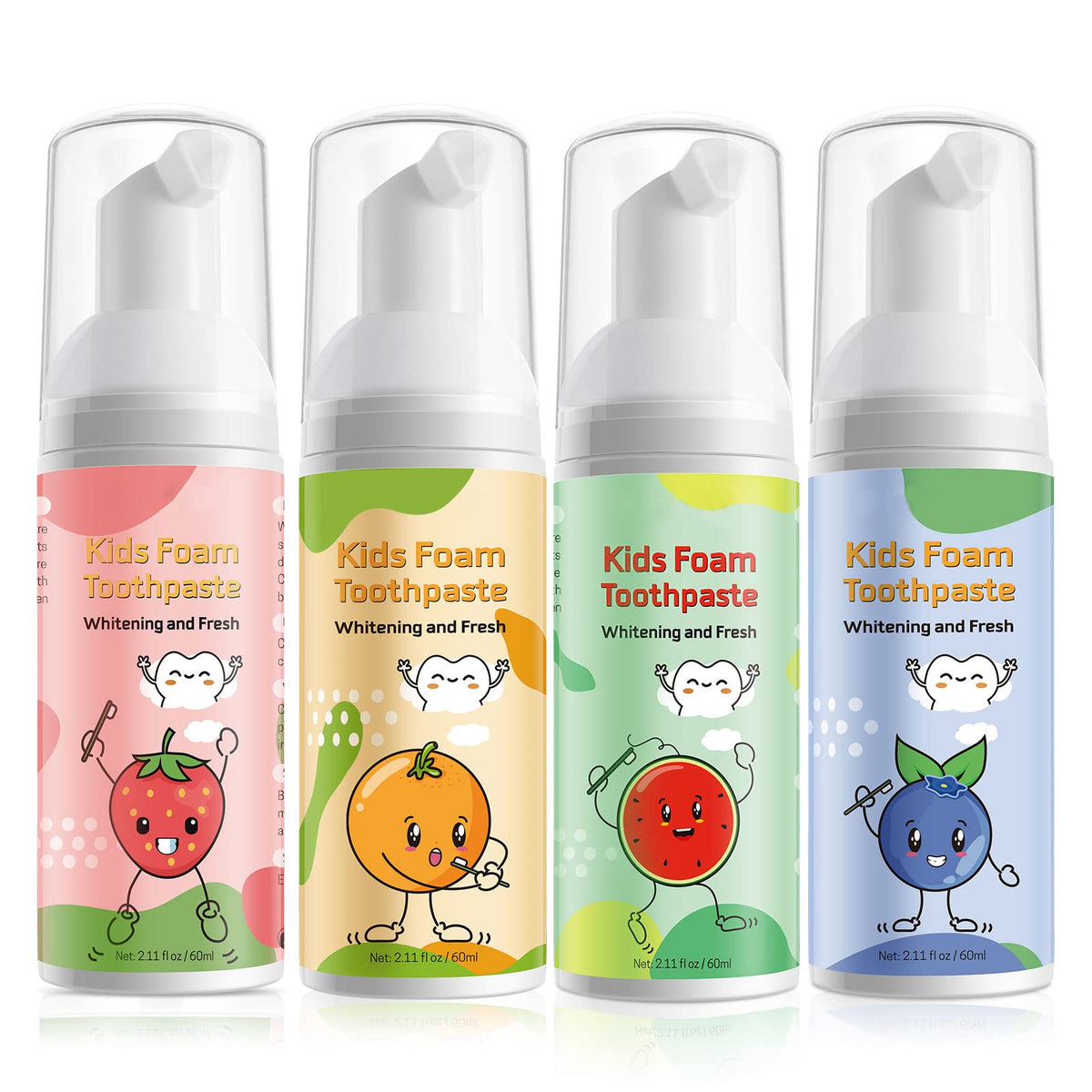 Pasta de dientes infantiles VOGSIG con espuma 360 para una limpieza completa.