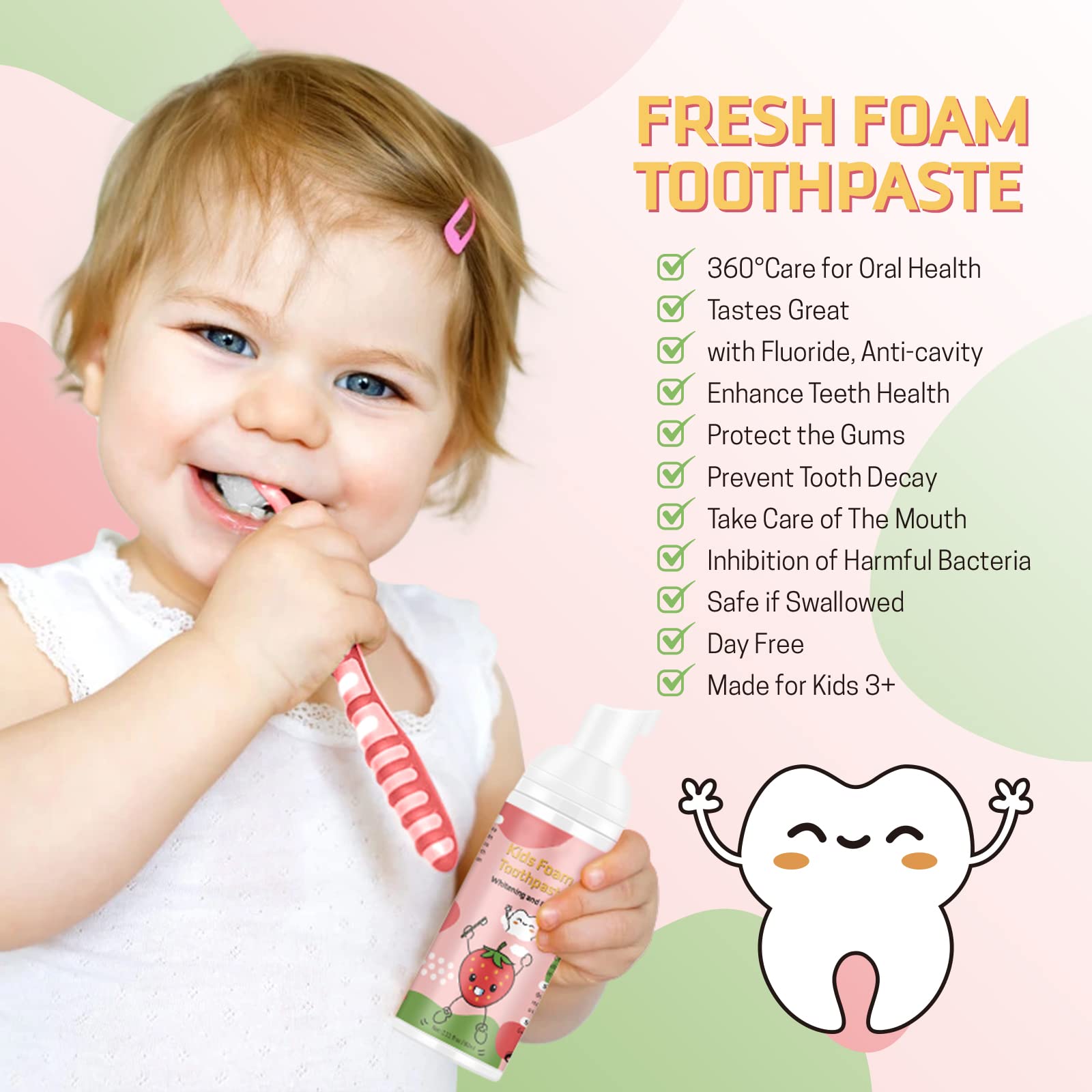 Pasta para niños VOGSIG con sabor a fruta para cepillados agradables.