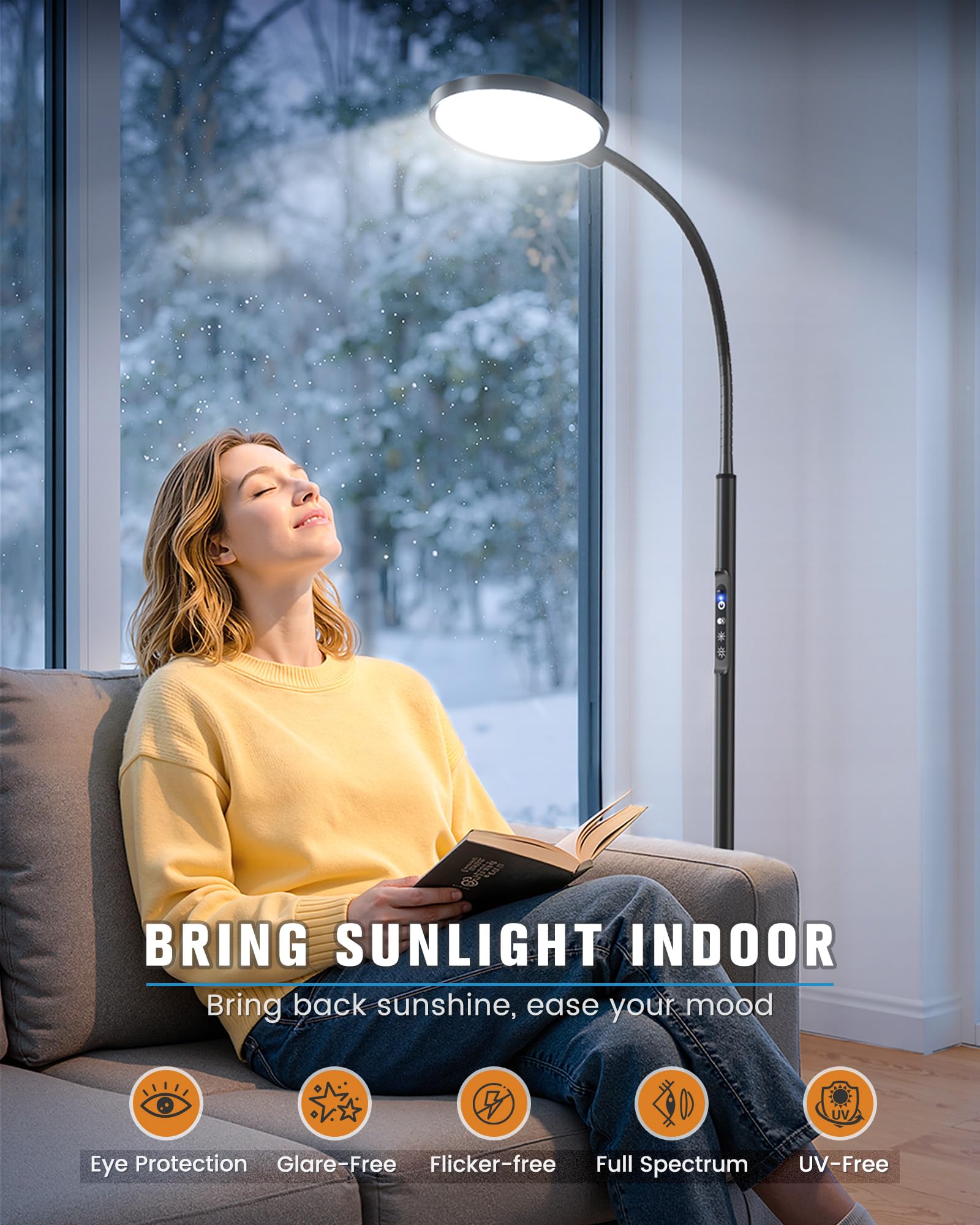VOLISUN lámpara de terapia 4000k: luz natural para dormitorio