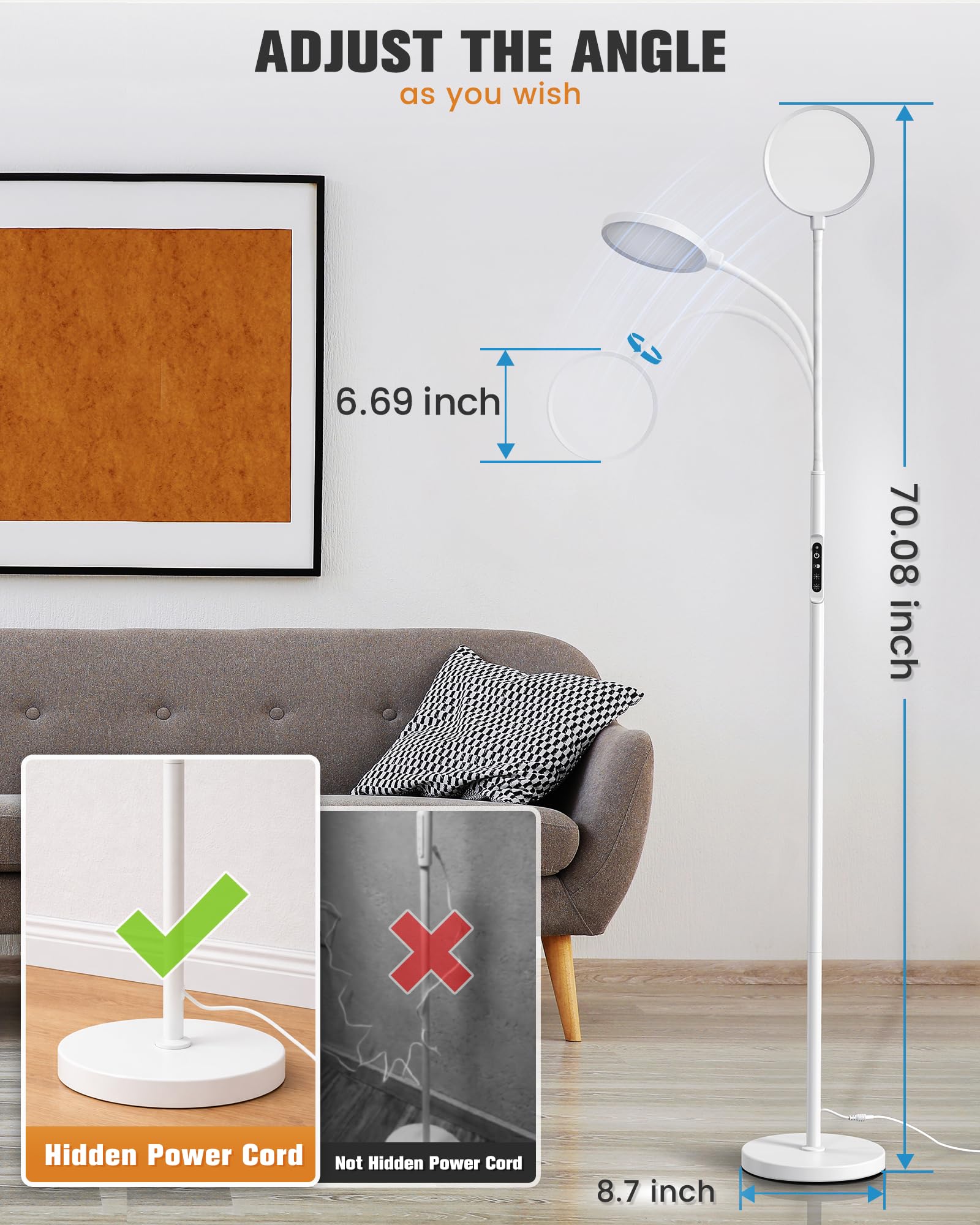 VOLISUN diseño moderno encaja en sala, dormitorio u oficina con luz similar a la natural.