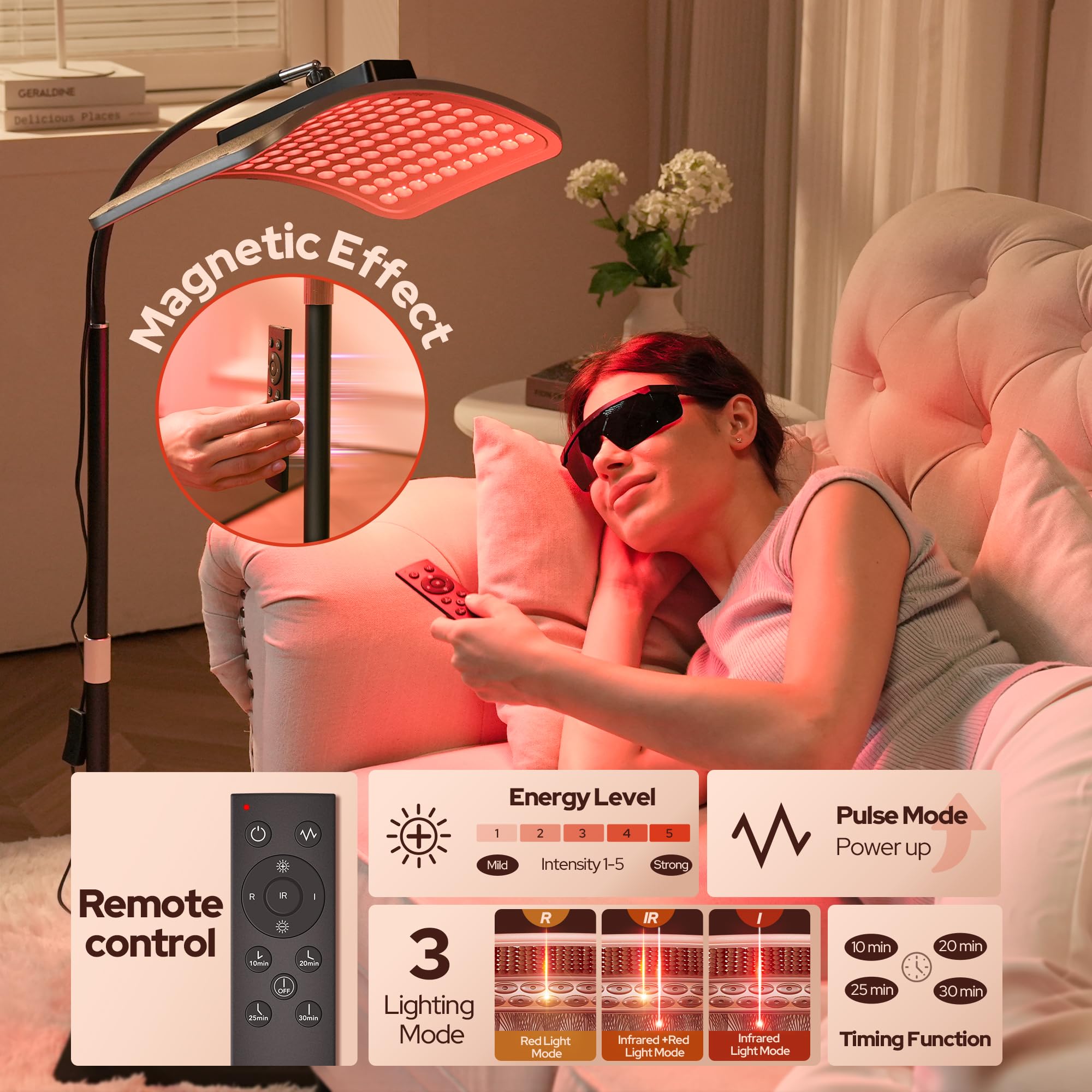 VOLISUN lámpara terapia luz 660nm para cuidado de la piel