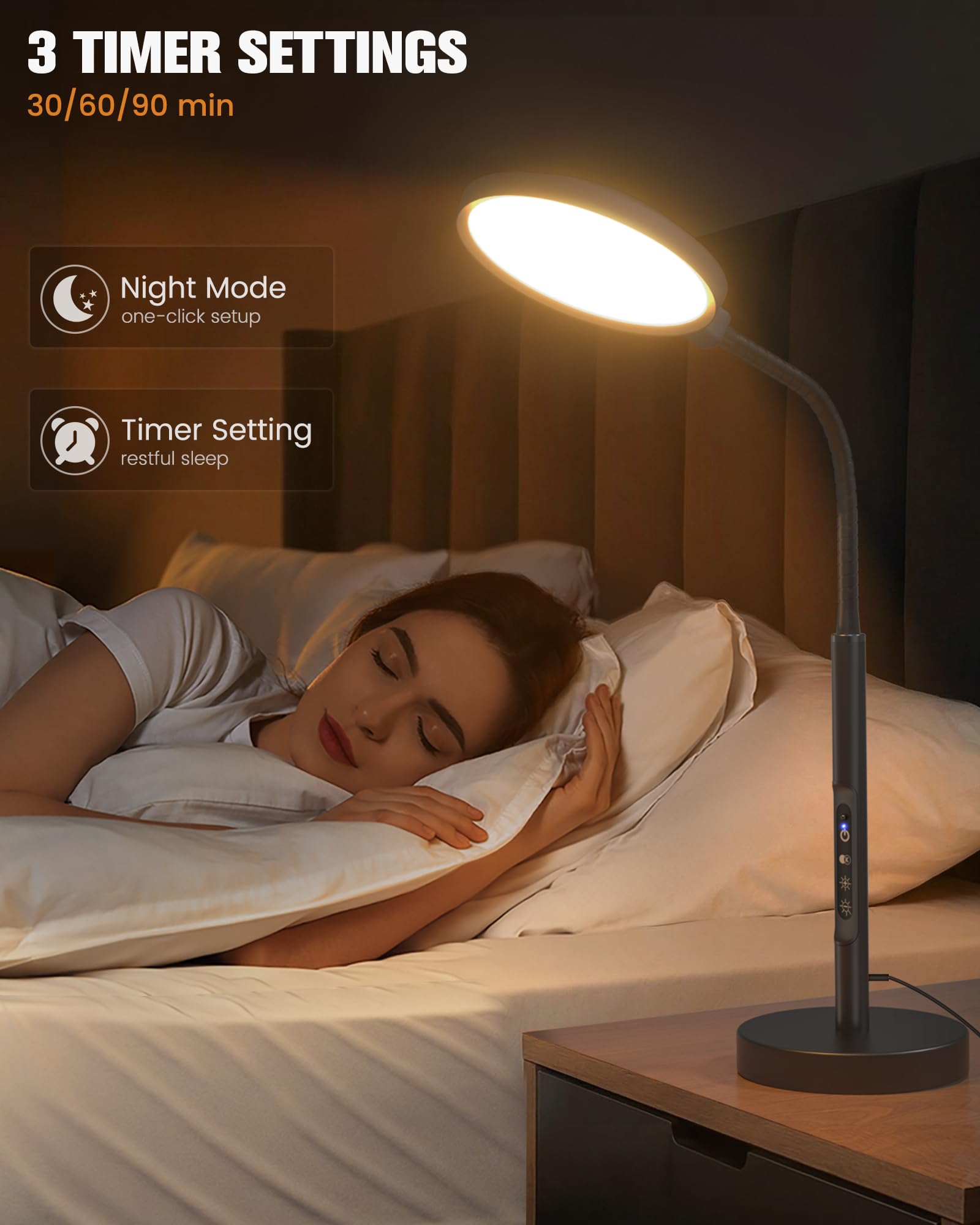 VOLISUN Lámpara terapia luz diurna sin parpadeo para ojos cansados.