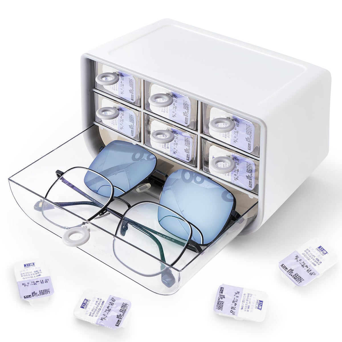 VORDRASSIL P-100 caja de lentes diarias en gris, gran capacidad para 100 lentes