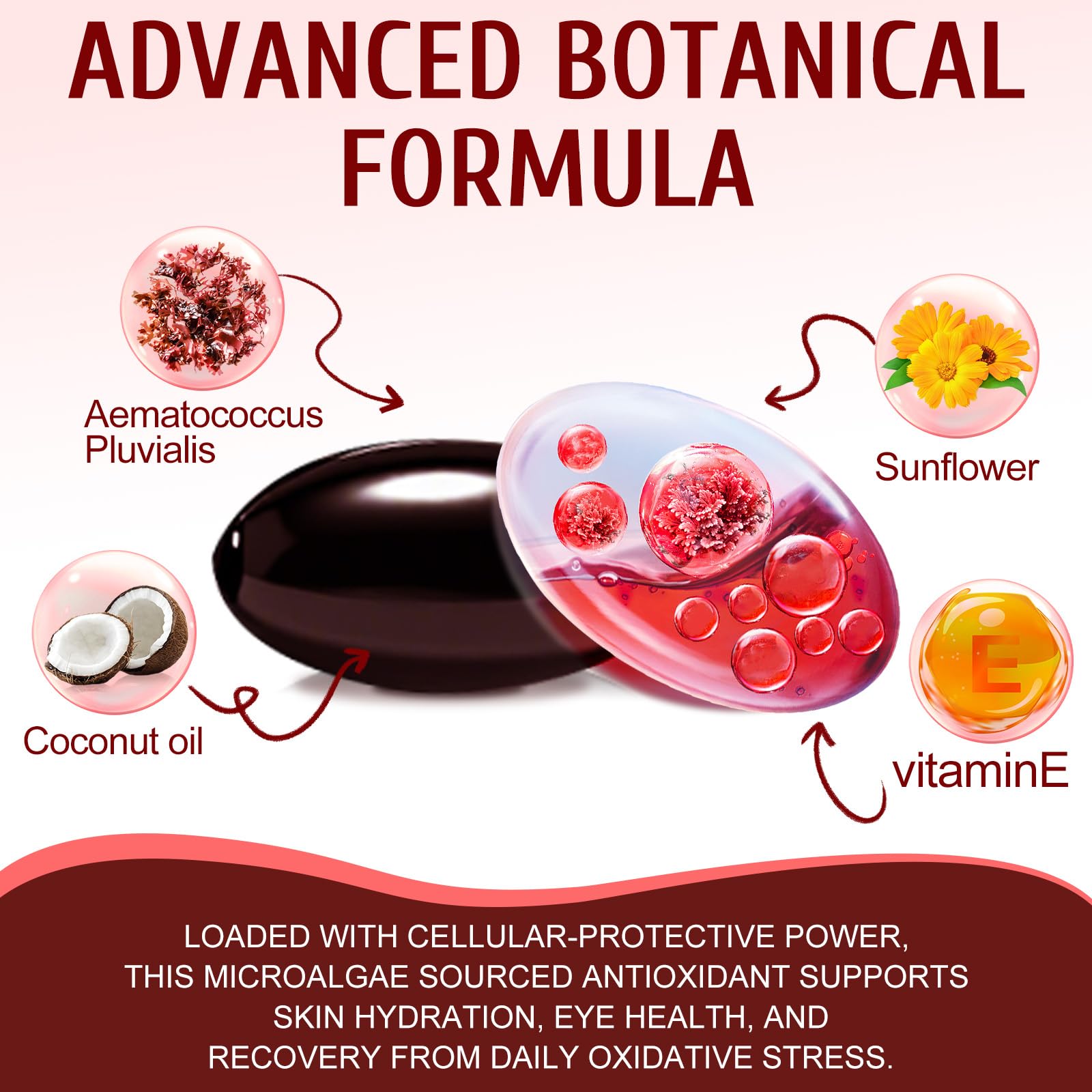 Etiqueta de Vortexonix Astaxantina 12mg con beneficios antioxidantes
