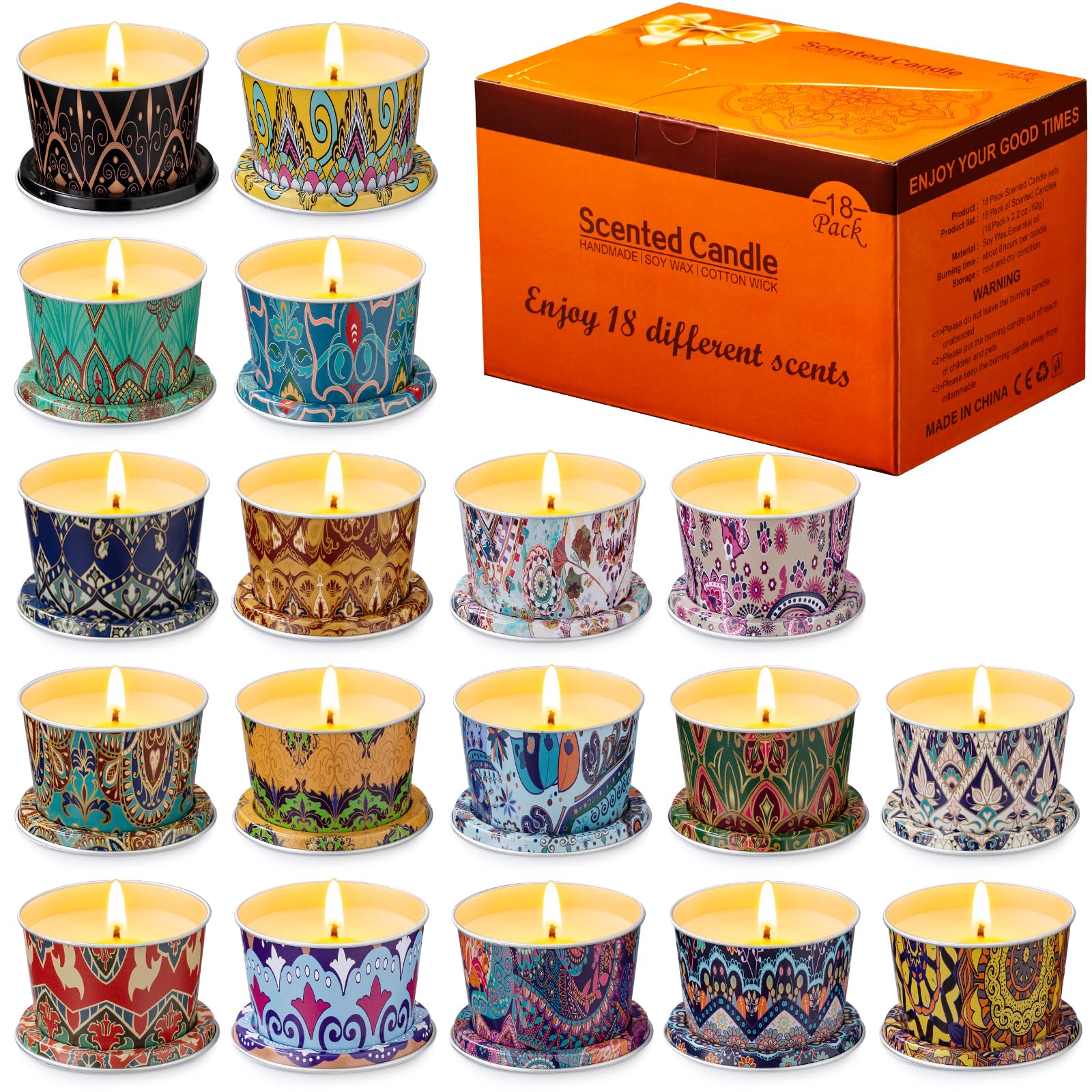 Vortixx set de velas aromaterapia con 18 aromas para un ambiente navideño