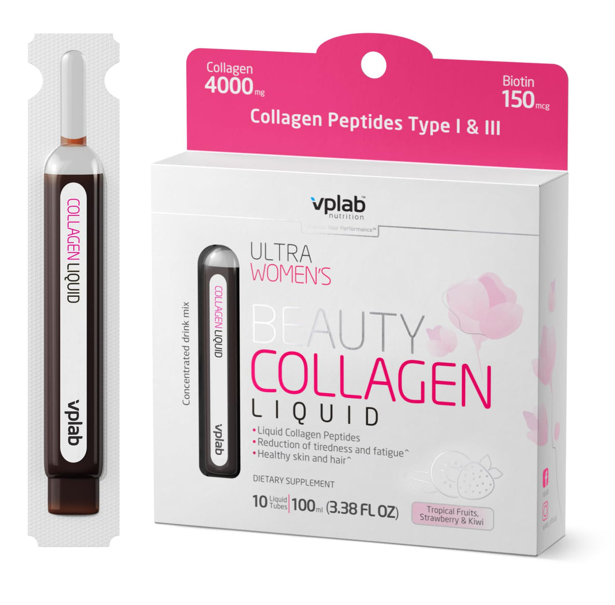 VPLab Ultra Mujeres Belleza colágeno líquido en ampolla 10 ml para piel radiante