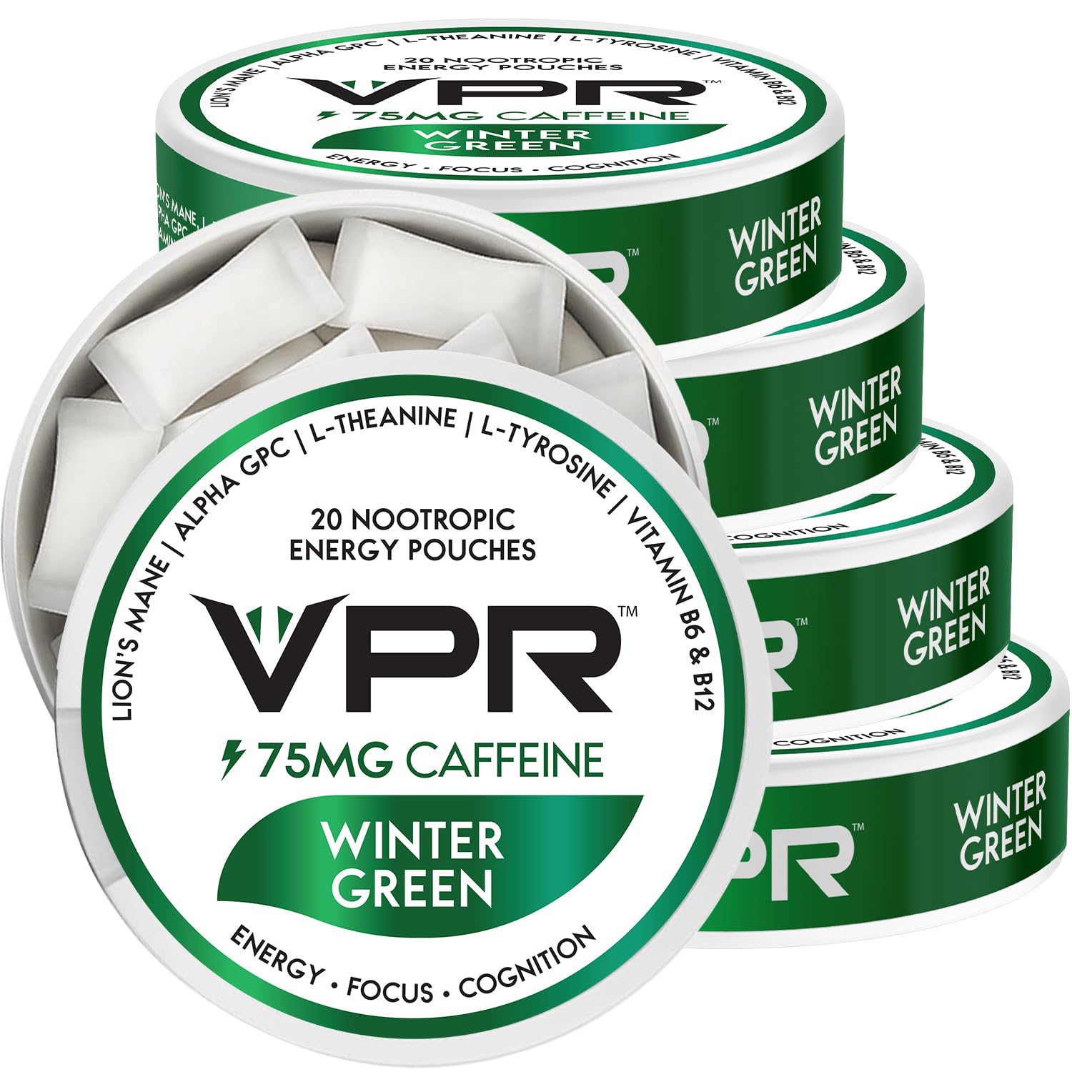 VPR Energy bolsita cafeína 75 mg para enfoque sostenido en el trabajo.