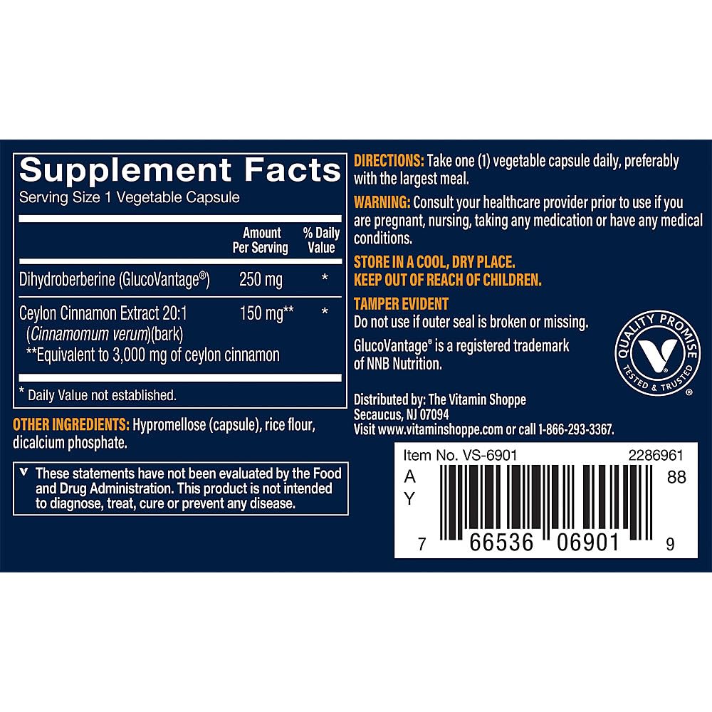 Vthrive Dihidroberberina con canela de Ceilán, cápsulas listas para usar