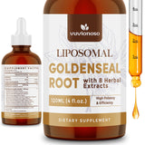 Botella Vuvionoso Goldenseal con gotero para dosis precisas en la rutina diaria