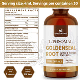 Gotas de Vuvionoso Goldenseal se mezclan fácilmente en bebidas