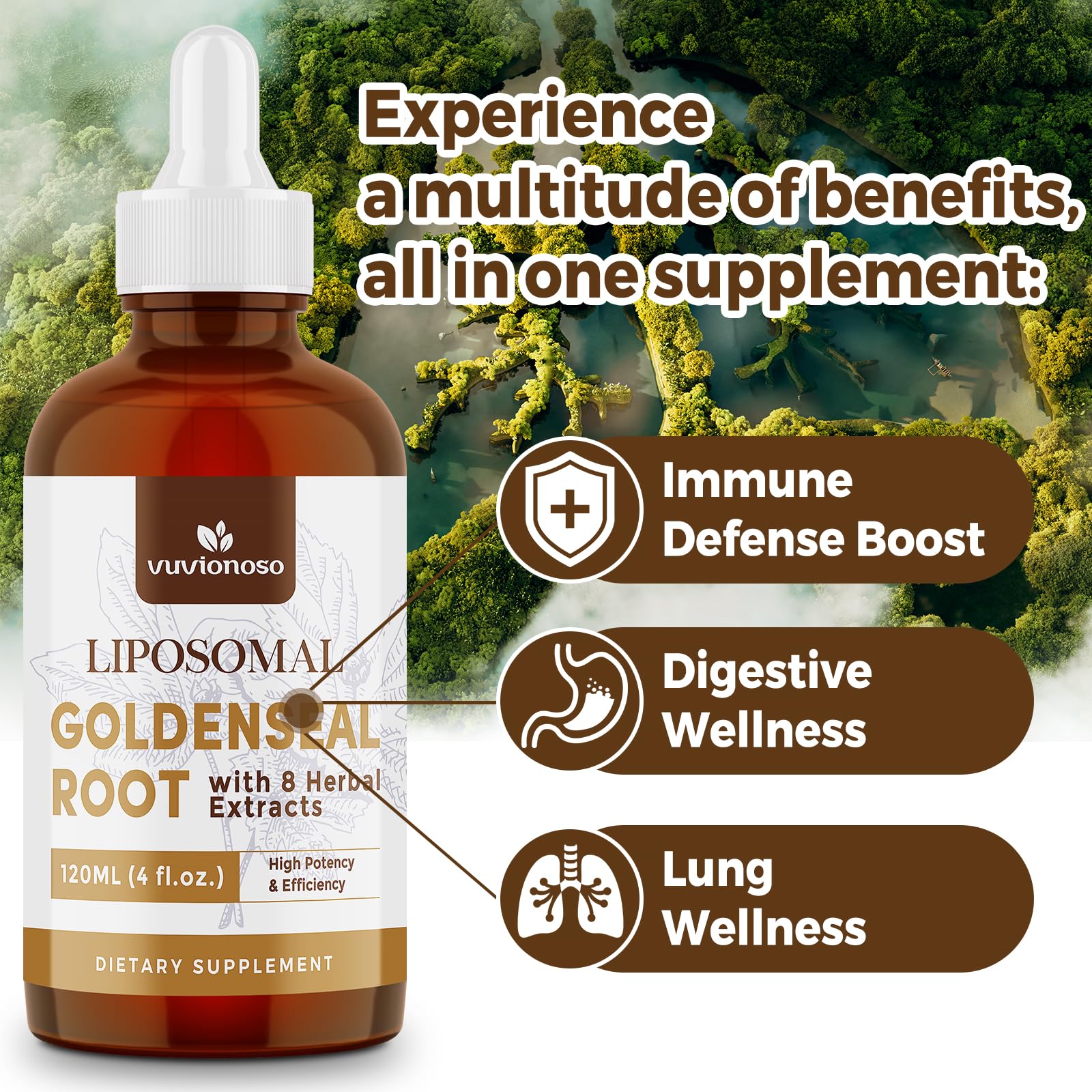 Vuvionoso Goldenseal liposomal ofrece absorción rápida de ingredientes activos