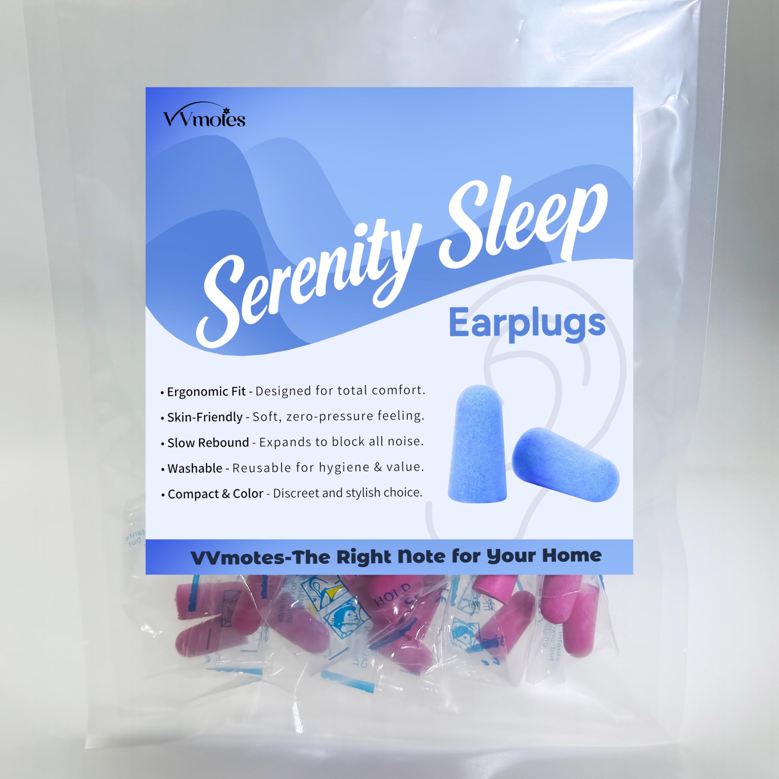 Tapones VVmotes para dormir, confortables y reutilizables.