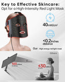 Iluminación infrarroja con 830nm, 633nm y 590nm para tratamiento facial.