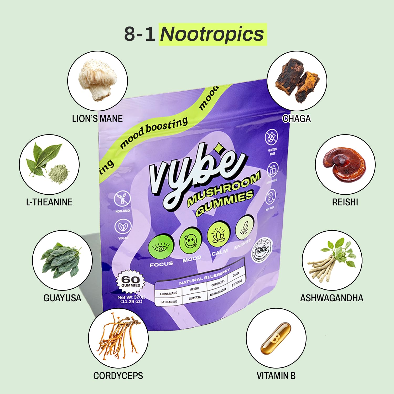 Vybe gomitas vegano y sin gluten para estilo de vida consciente
