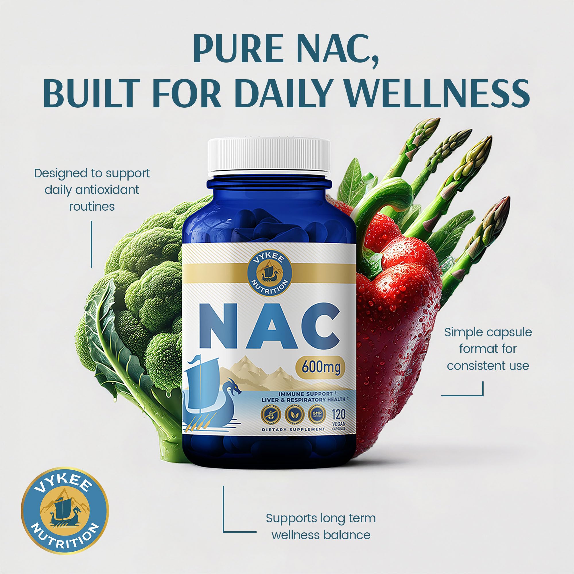 Soporte para la salud del hígado como parte de la rutina con Vykee NAC.