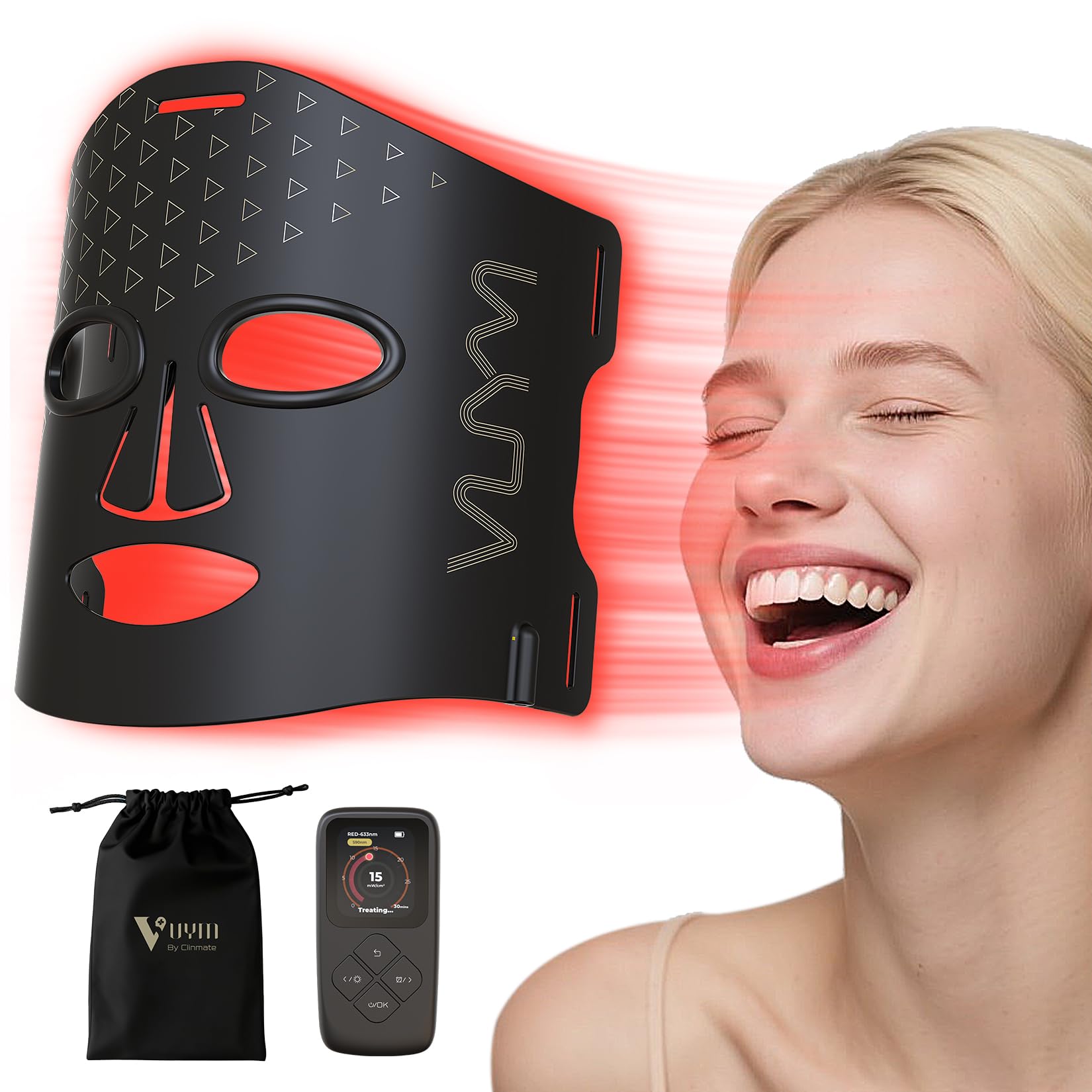 VYM máscara de luz roja para el rostro, ideal para uso en casa.