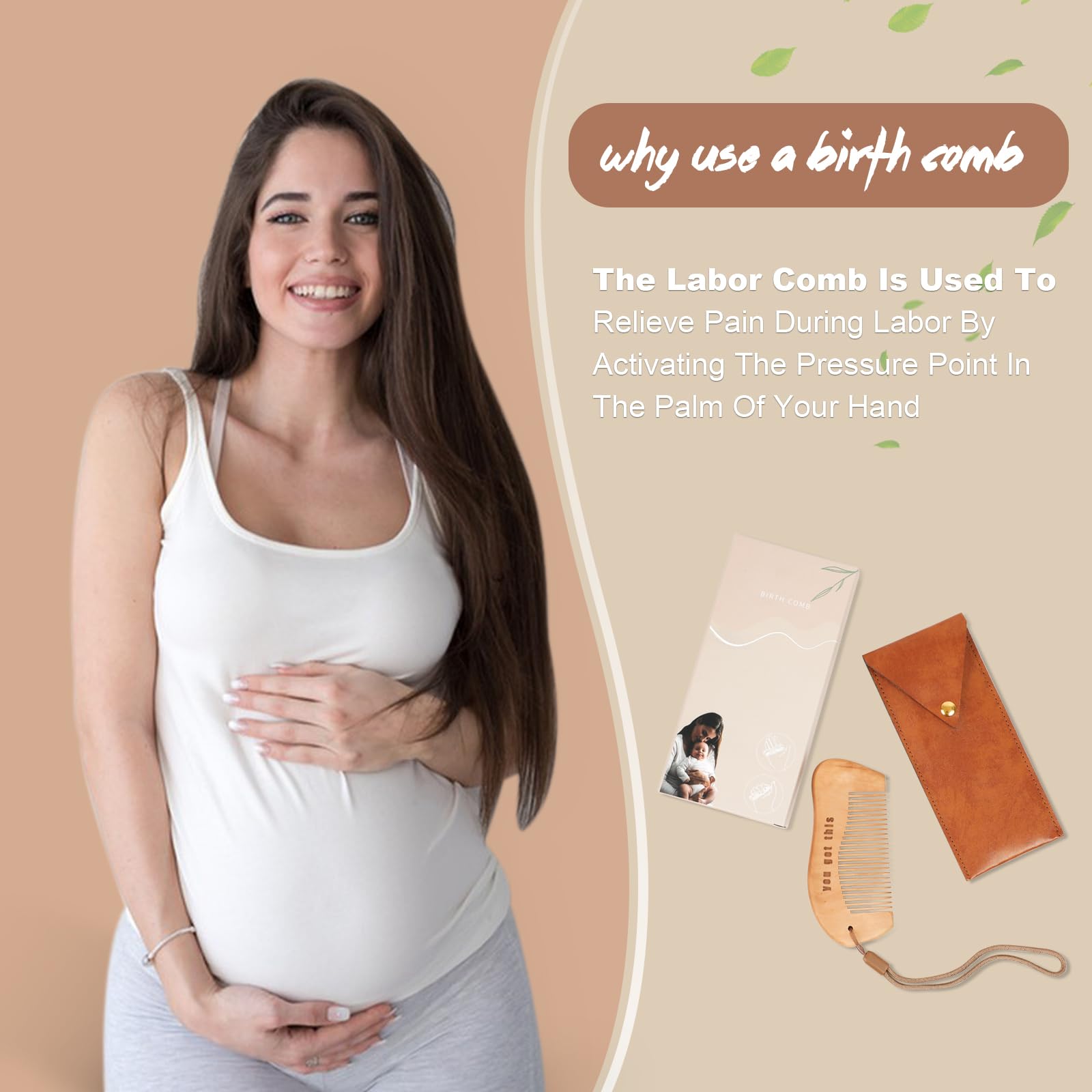 VZZNN peine de parto, acupresión en acción para apoyo natural durante contracciones.