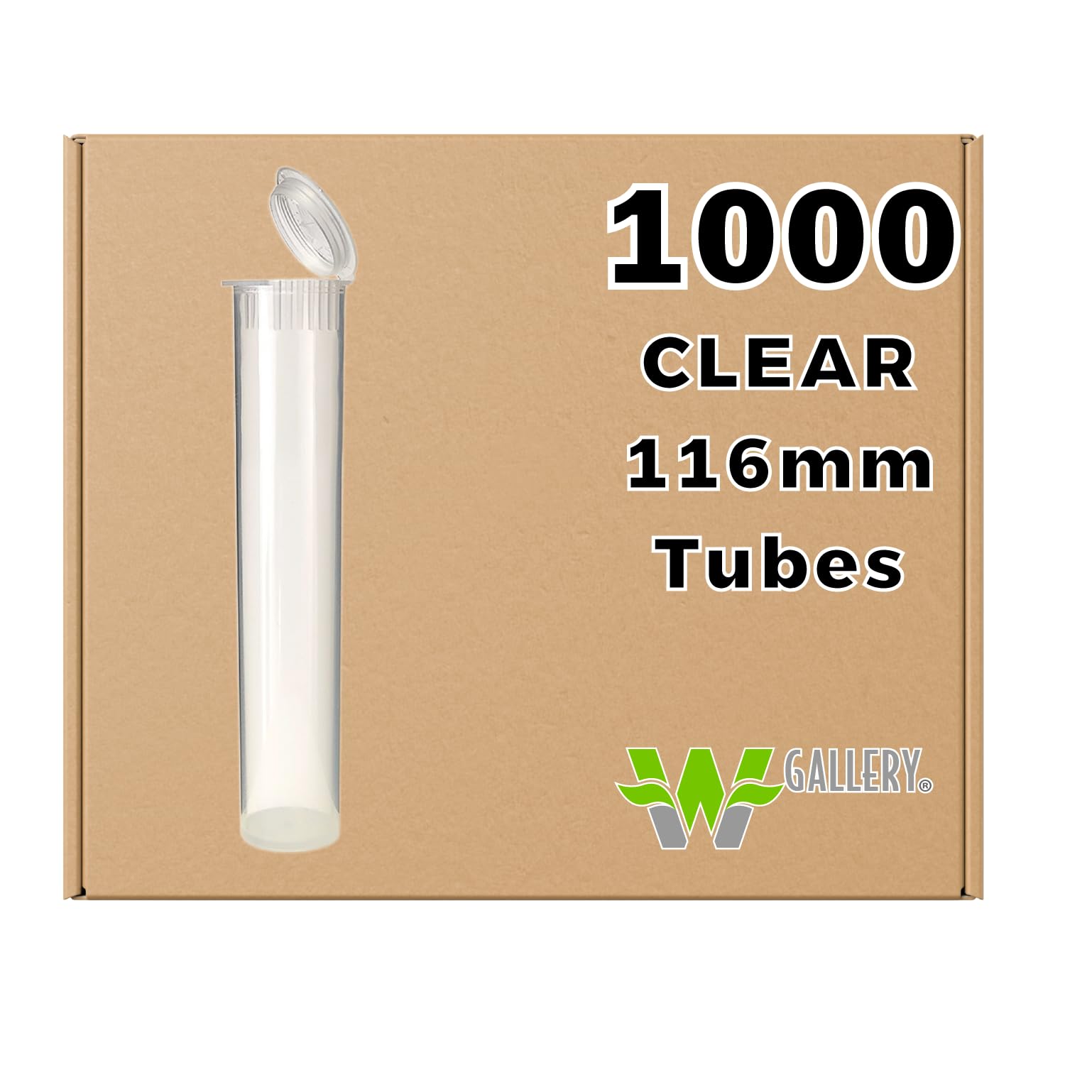 W Gallery 1000 tubo transparente para almacenamiento seguro de pre-rolos