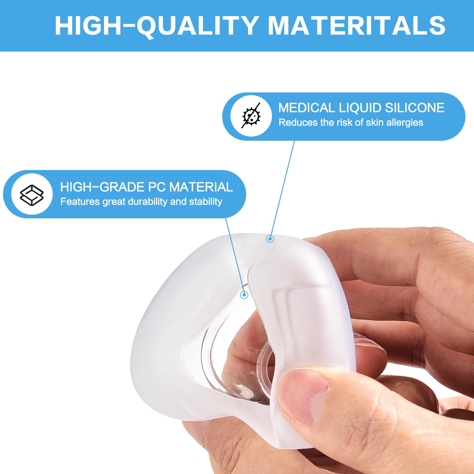 Wagleriz AirFit N20: silicona médica suave y duradera para uso nocturno.