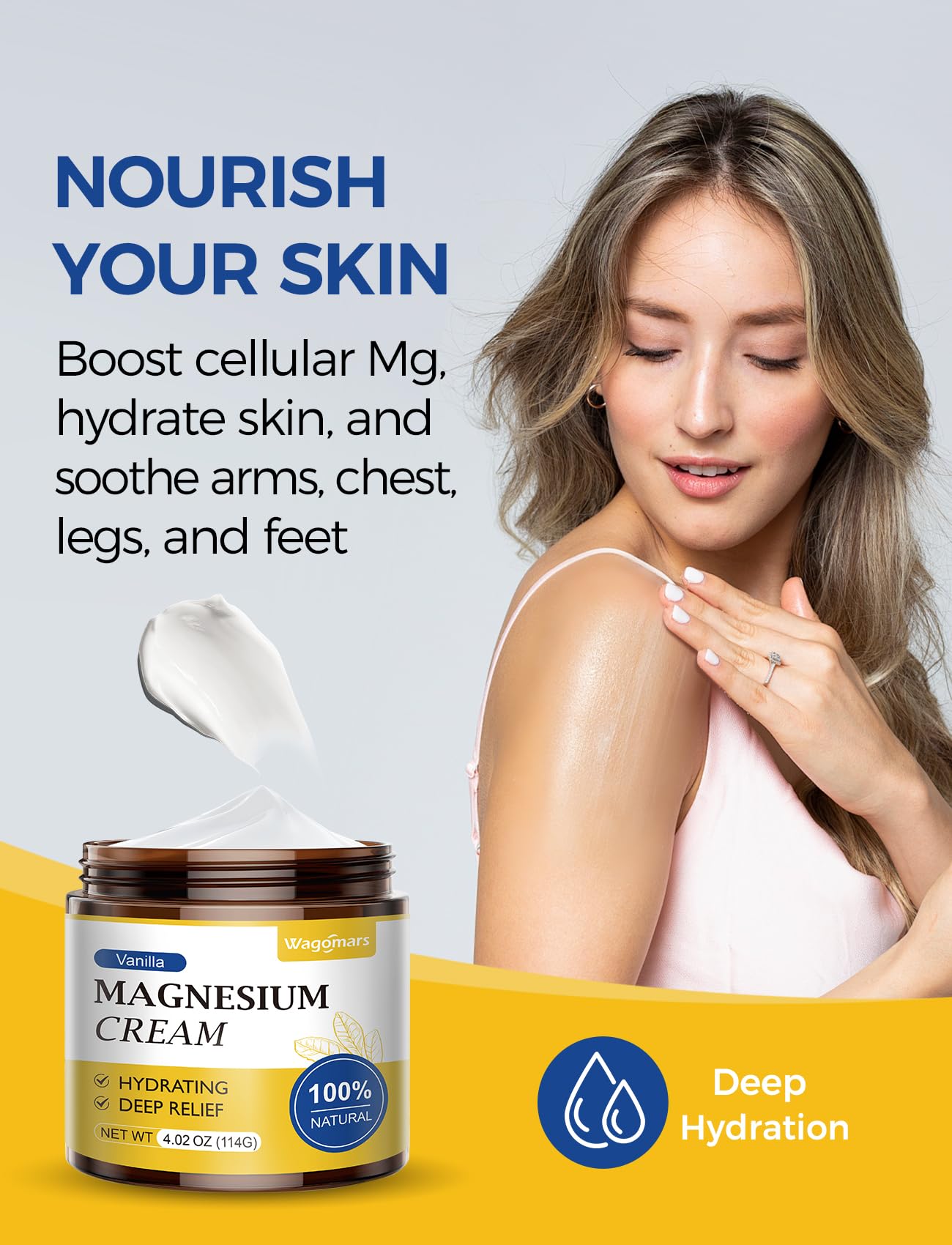 Wagomars crema magnesio, hidratación profunda para la piel