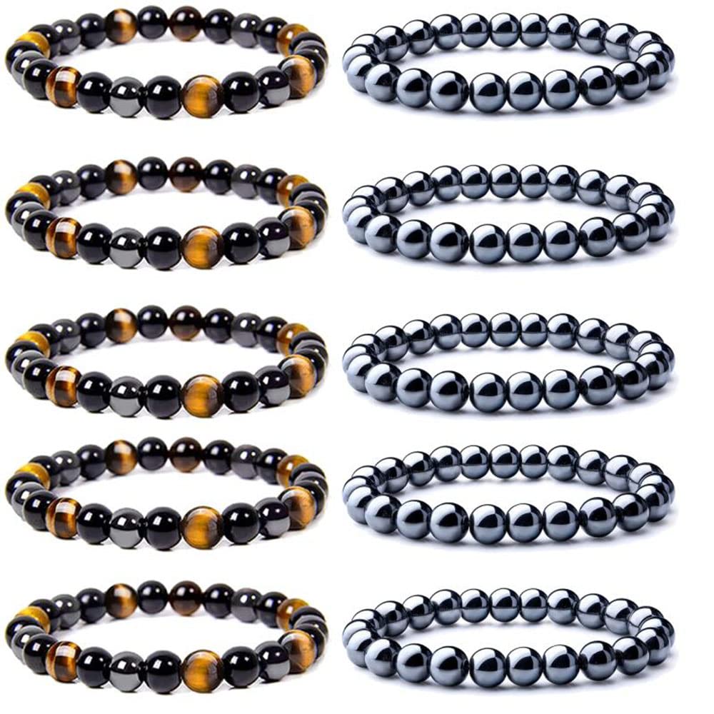 Pulsera WAINIS de hematita 8 mm, ideal para uso diario.