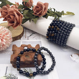 Pulsera WAINIS de obsidiana negra 8 mm, estilo moderno.