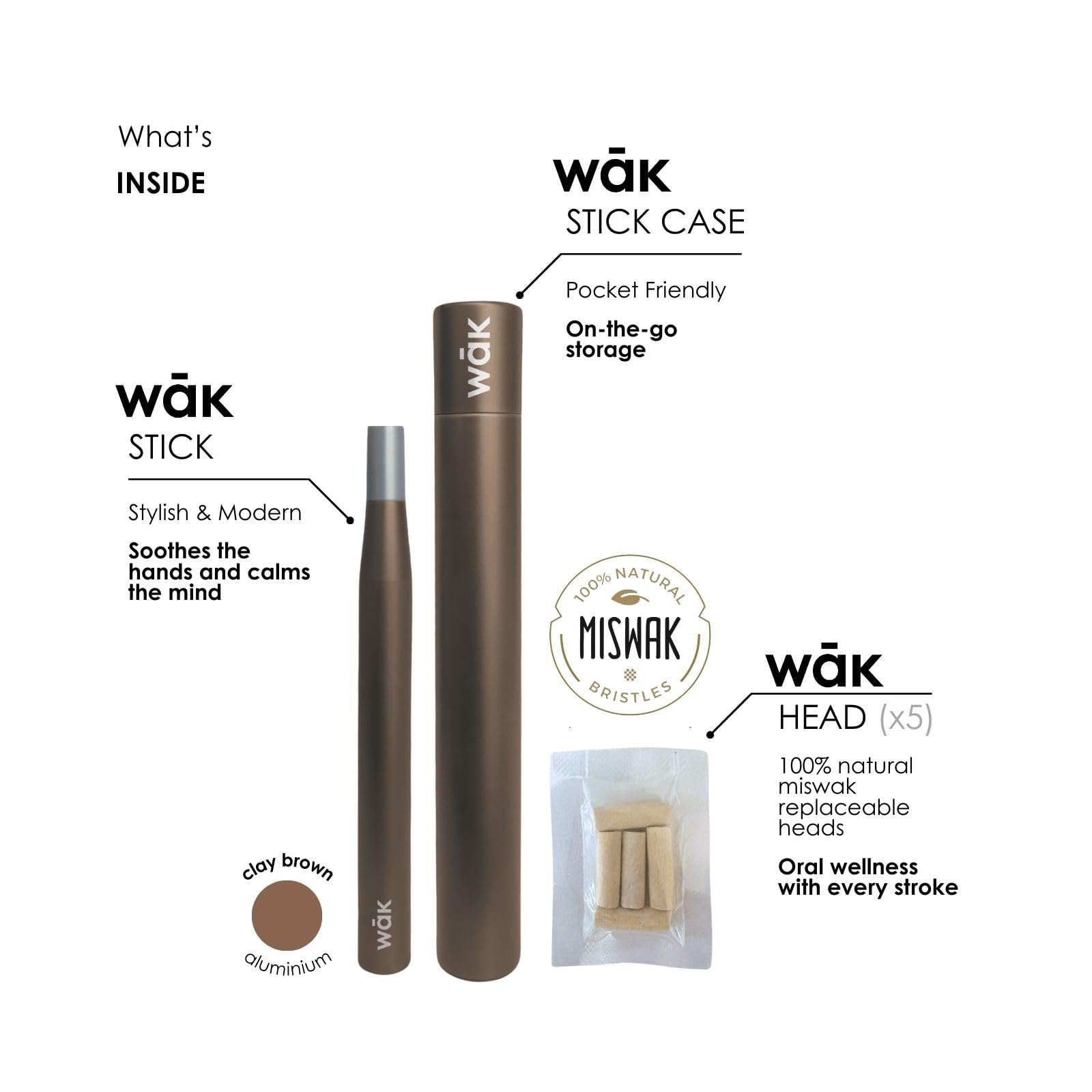 wāk Stick miswak puro, frescura natural para uso diario.