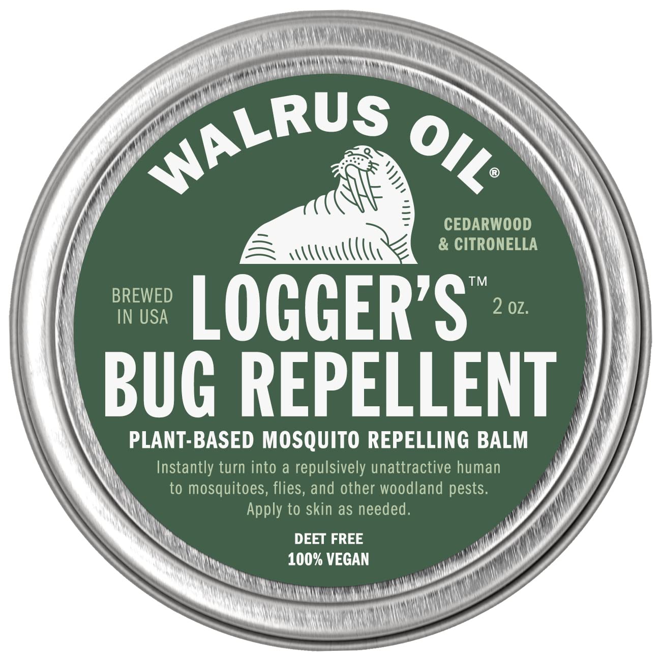 Walrus Oil repelente de insectos con cedro y citronela para uso al aire libre.