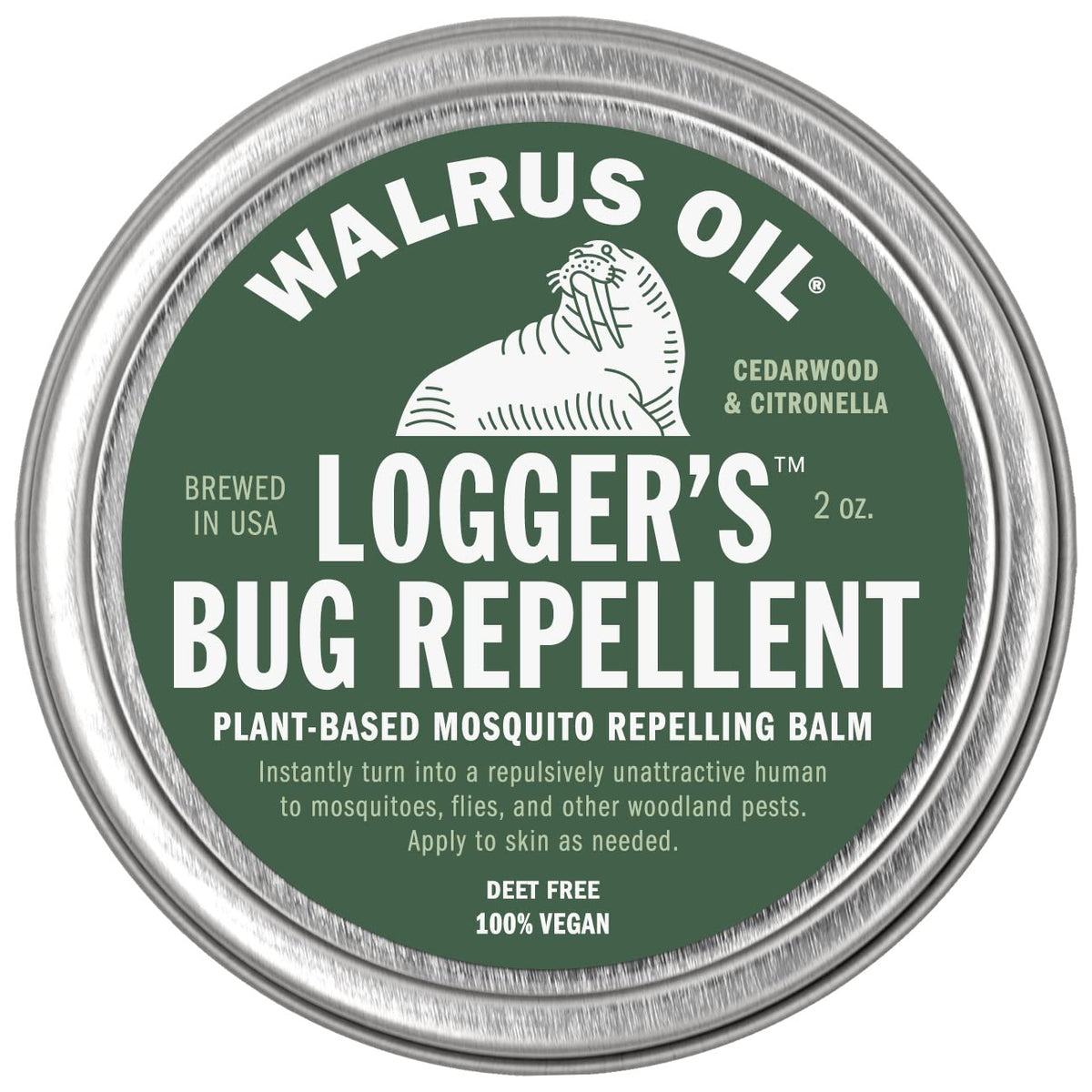 Walrus Oil repelente de insectos con cedro y citronela para uso al aire libre.