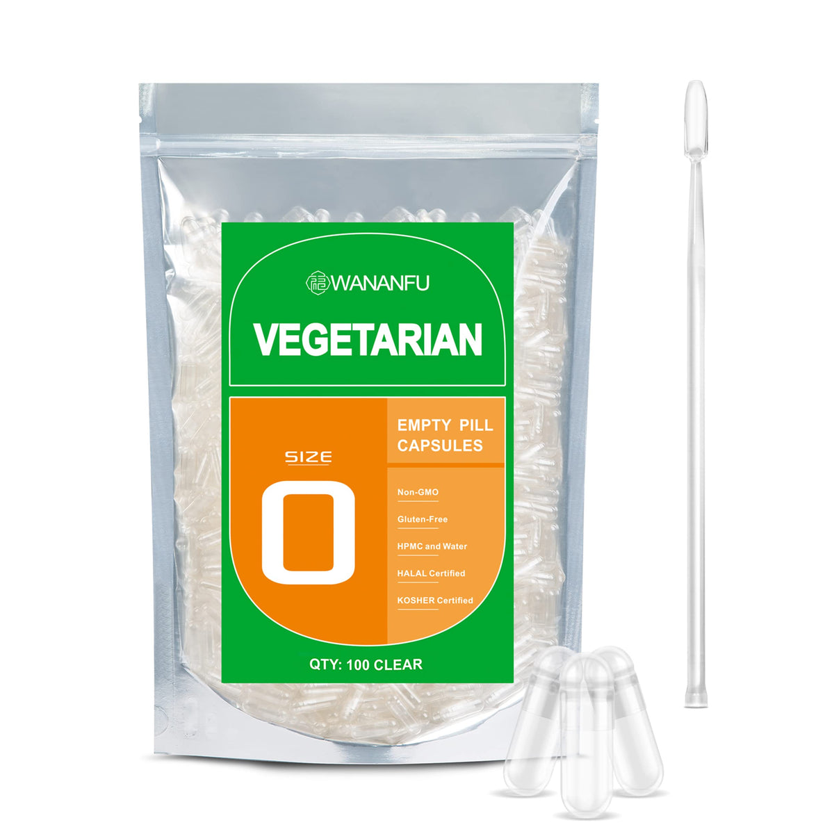 wananfu cápsulas vegetales tamaño 0, fáciles de separar, rellenar y volver a cerrar