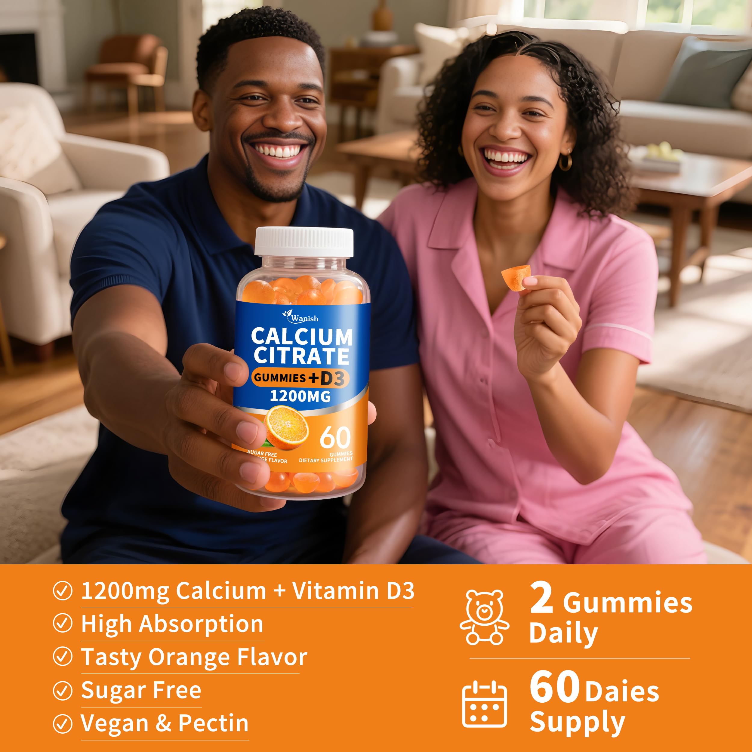 Gominolas Wanish calcio citrato 1200 mg sabor naranja