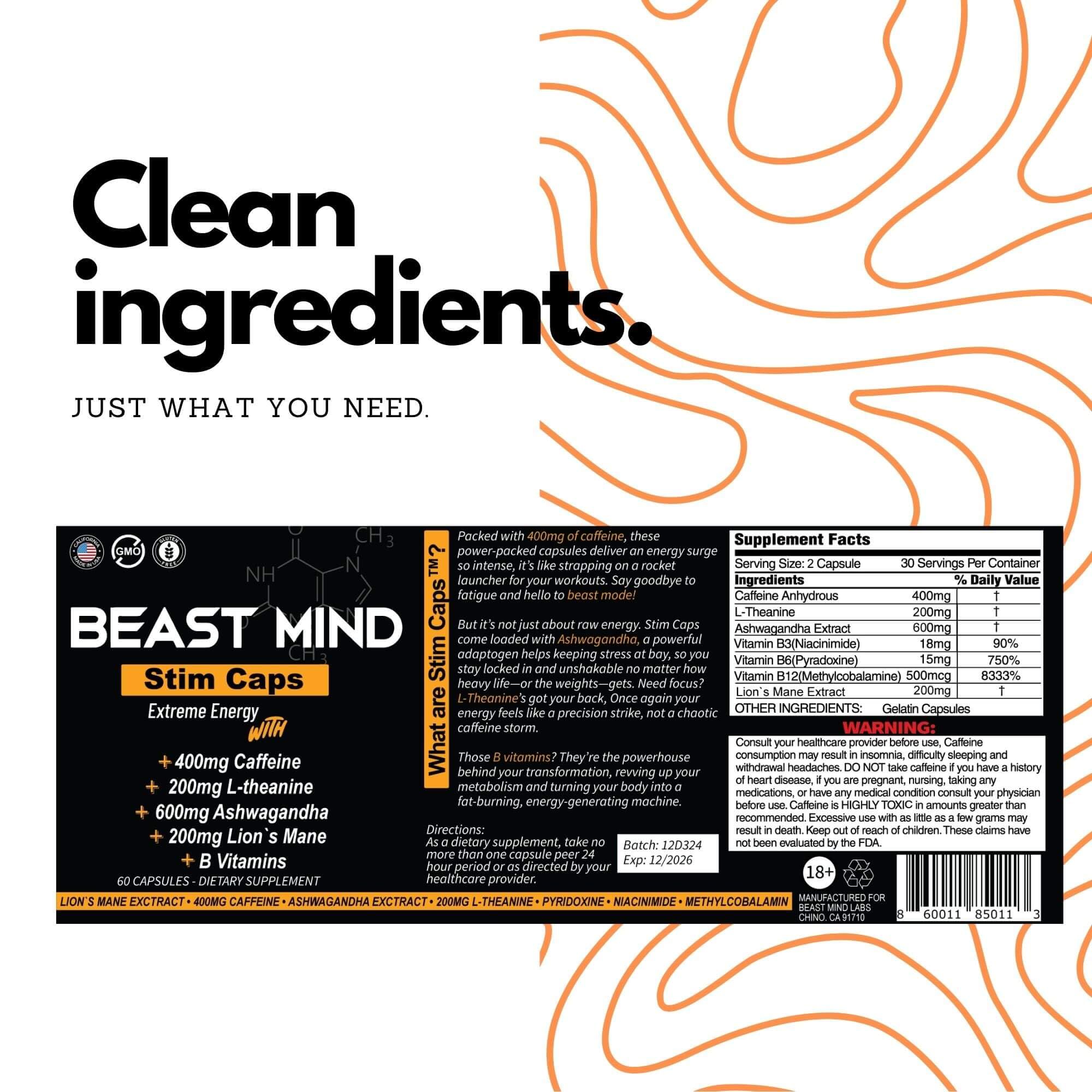 Want A Bump Extreme Energy Pills, etiqueta del producto mostrando ingredientes clave