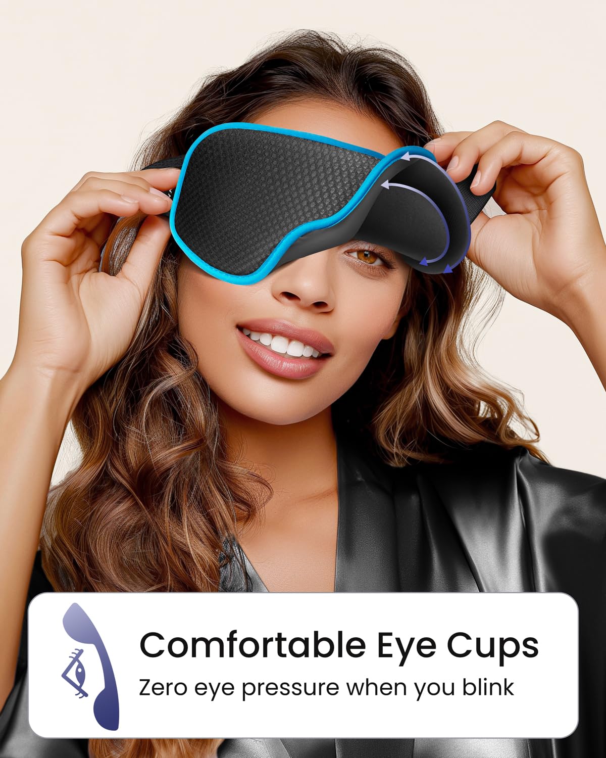 WAOAW mascarilla con ojos amplios, diseño espacioso para un descanso más cómodo.