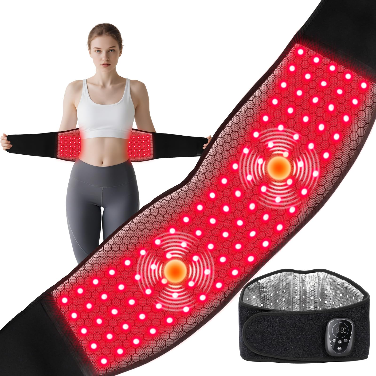 WAPAG cinturon terapia luz roja inalambrico para uso diario y relajación muscular