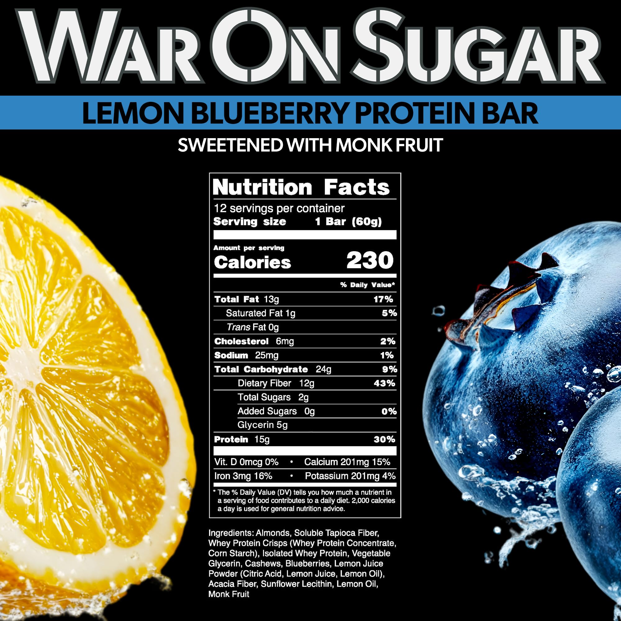 War on Sugar barra proteína limón-arándano, envase 2 para snack saludable