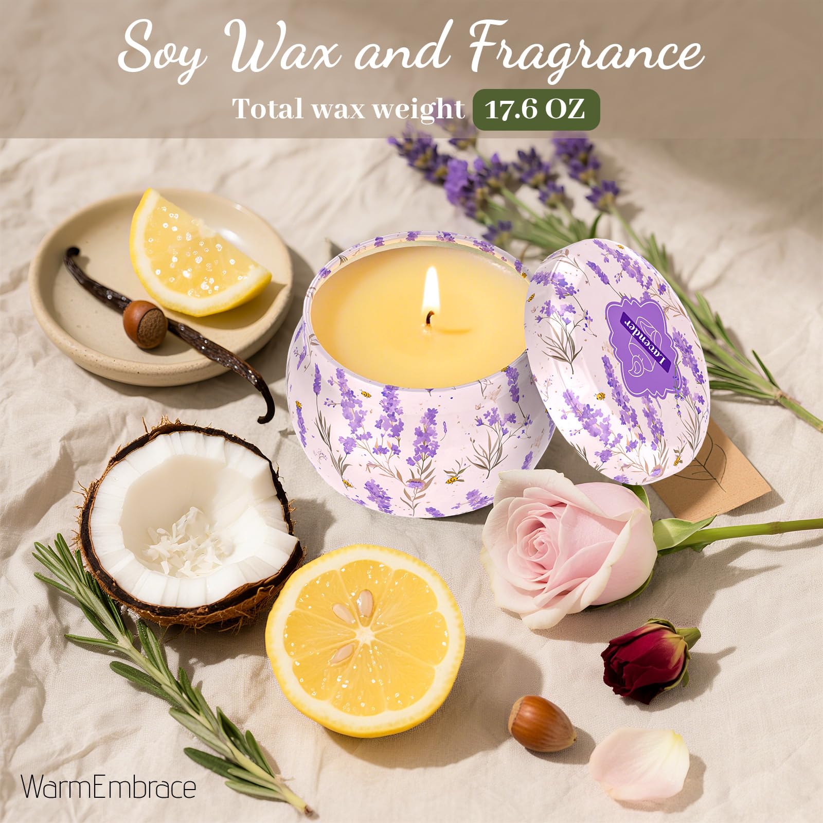 WarmEmbrace vela de soya limon: aroma fresco para empezar el dia.